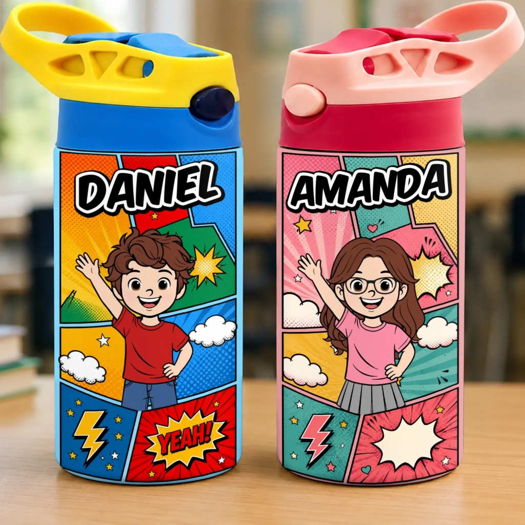 Custom Kids Insulated Water Bottle - Personalized Back To School Gifts For Kids - Bright Minds Shine