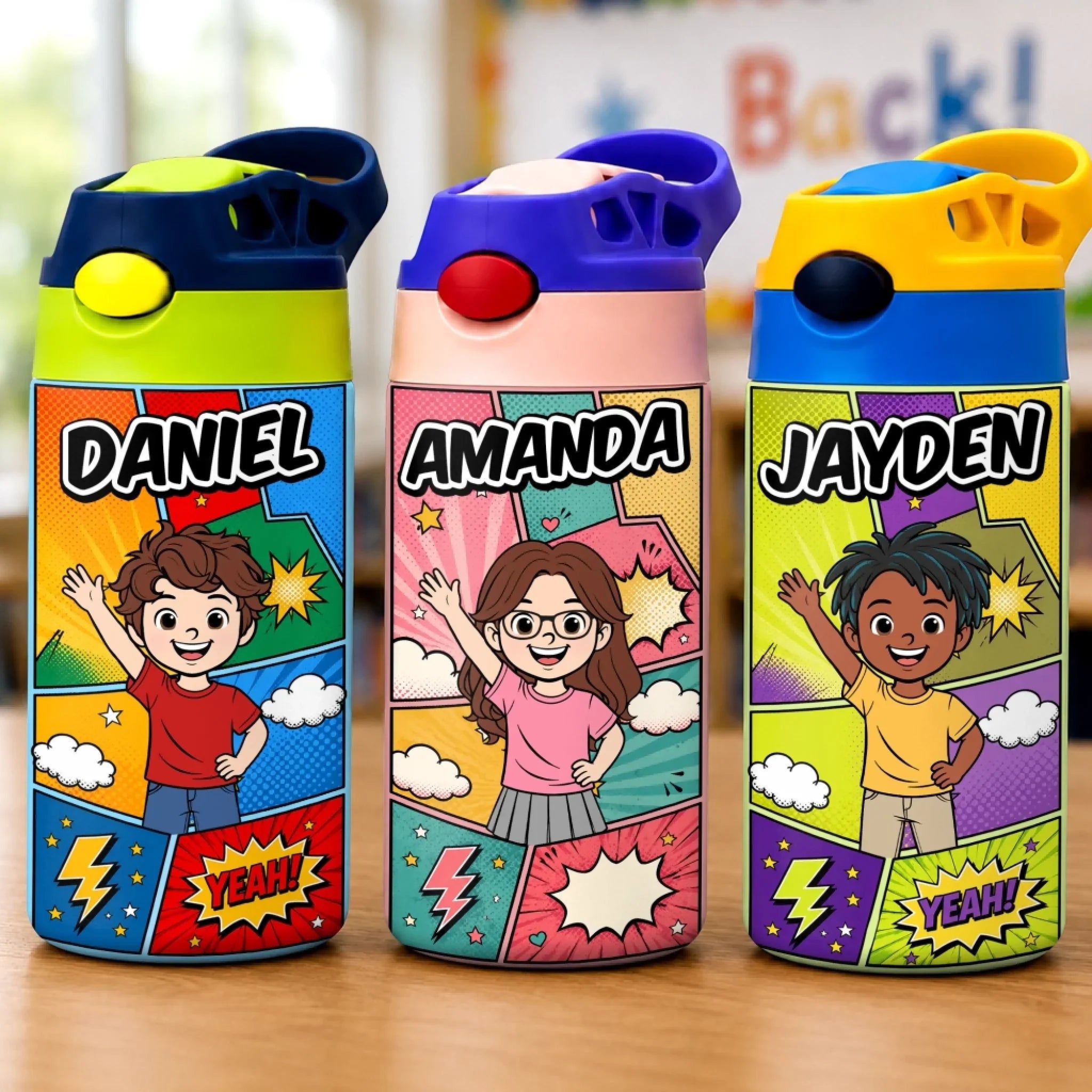 Custom Kids Insulated Water Bottle - Personalized Back To School Gifts For Kids - Bright Minds Shine