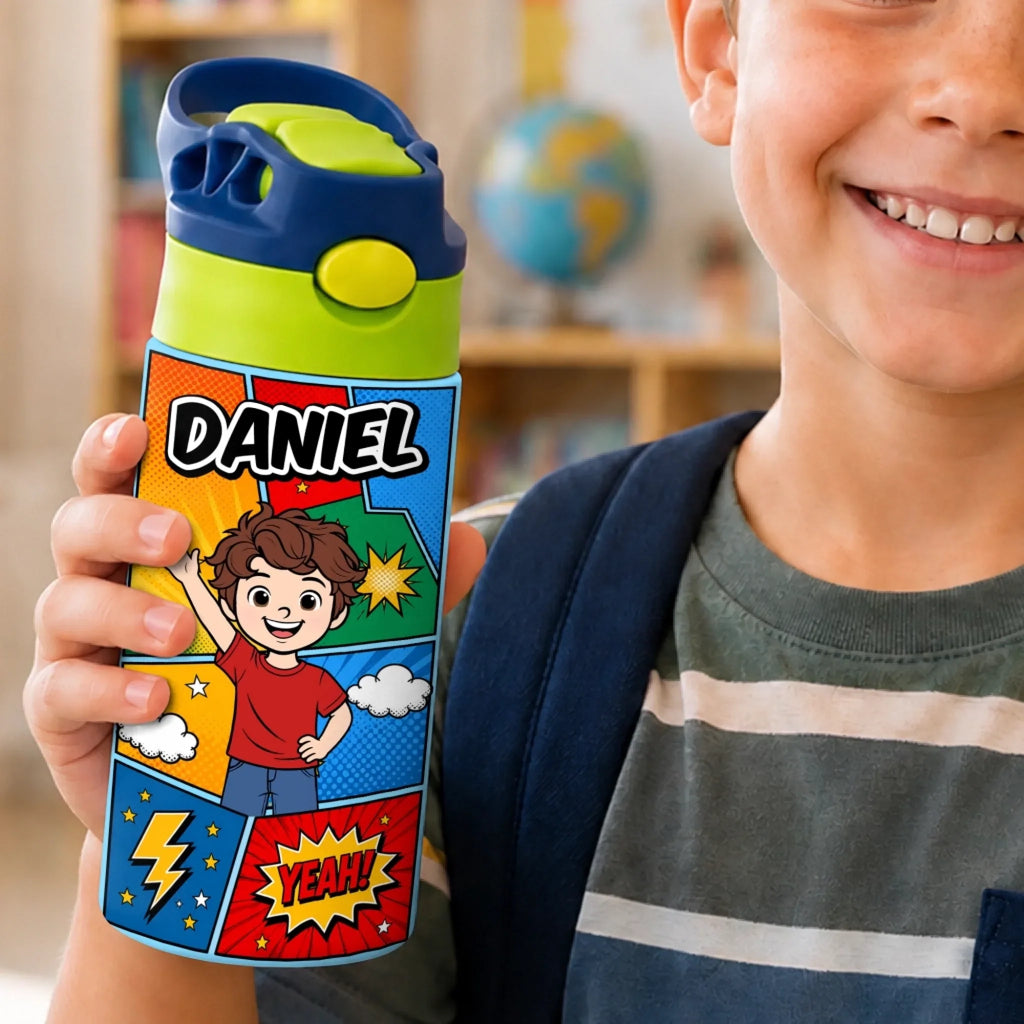 Custom Kids Insulated Water Bottle - Personalized Back To School Gifts For Kids - Bright Minds Shine