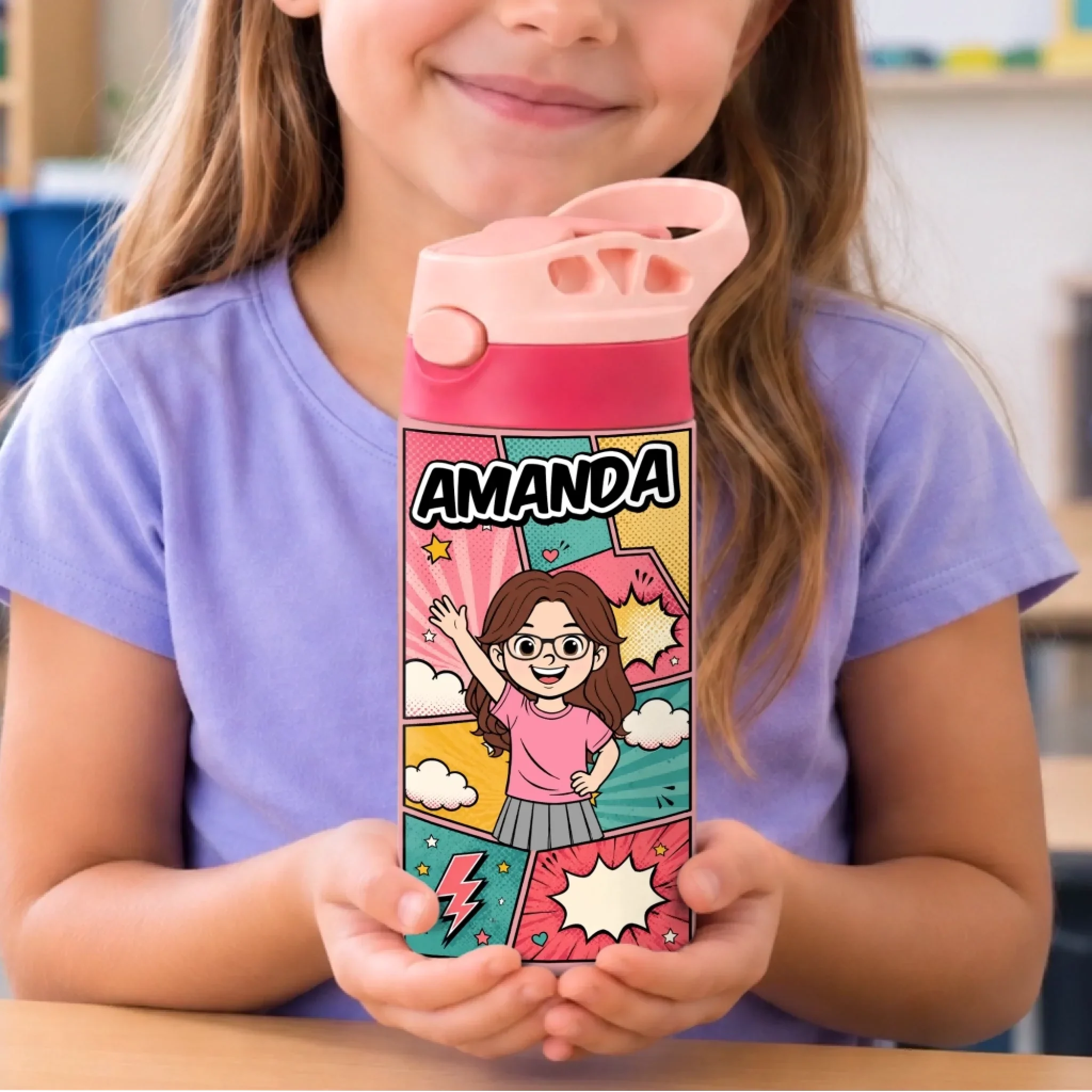 Custom Kids Insulated Water Bottle - Personalized Back To School Gifts For Kids - Bright Minds Shine