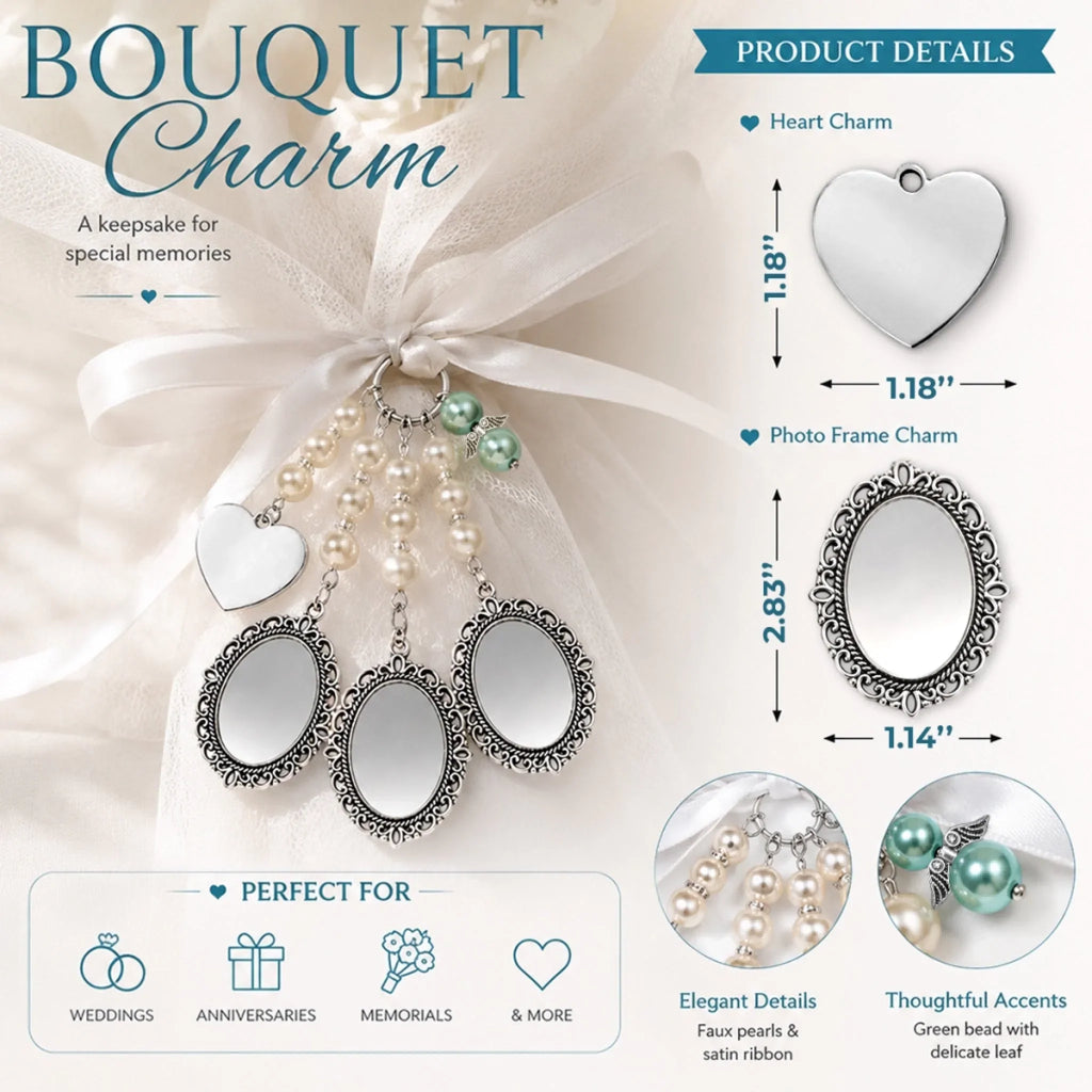 Custom Photo Bouquet Charm - Personalized Memorial Sympathy Gifts For Brides - Carrying Your Love With Me