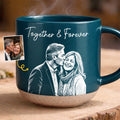 Custom Photo Pottery Mug - Personalized Anniversary Wedding Gifts For Husband And Wife, Him And Her - A Rustic Touch Of Love