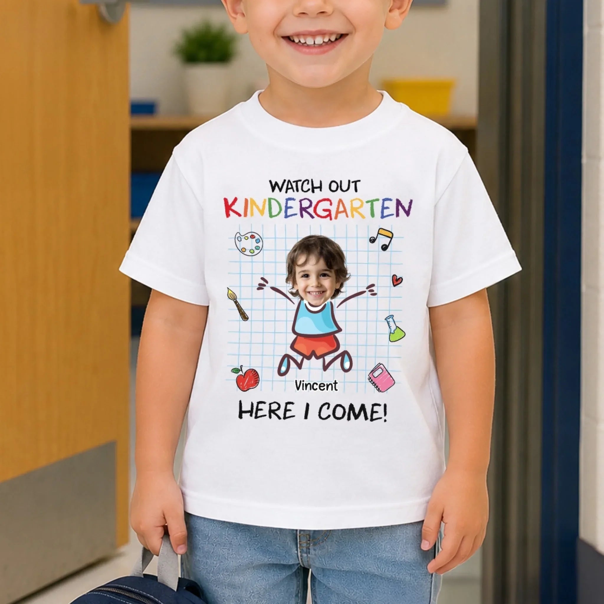 Custom Youth T-shirt - Personalized Back To School Gift For Kids - Watch Out, Kindergarten
