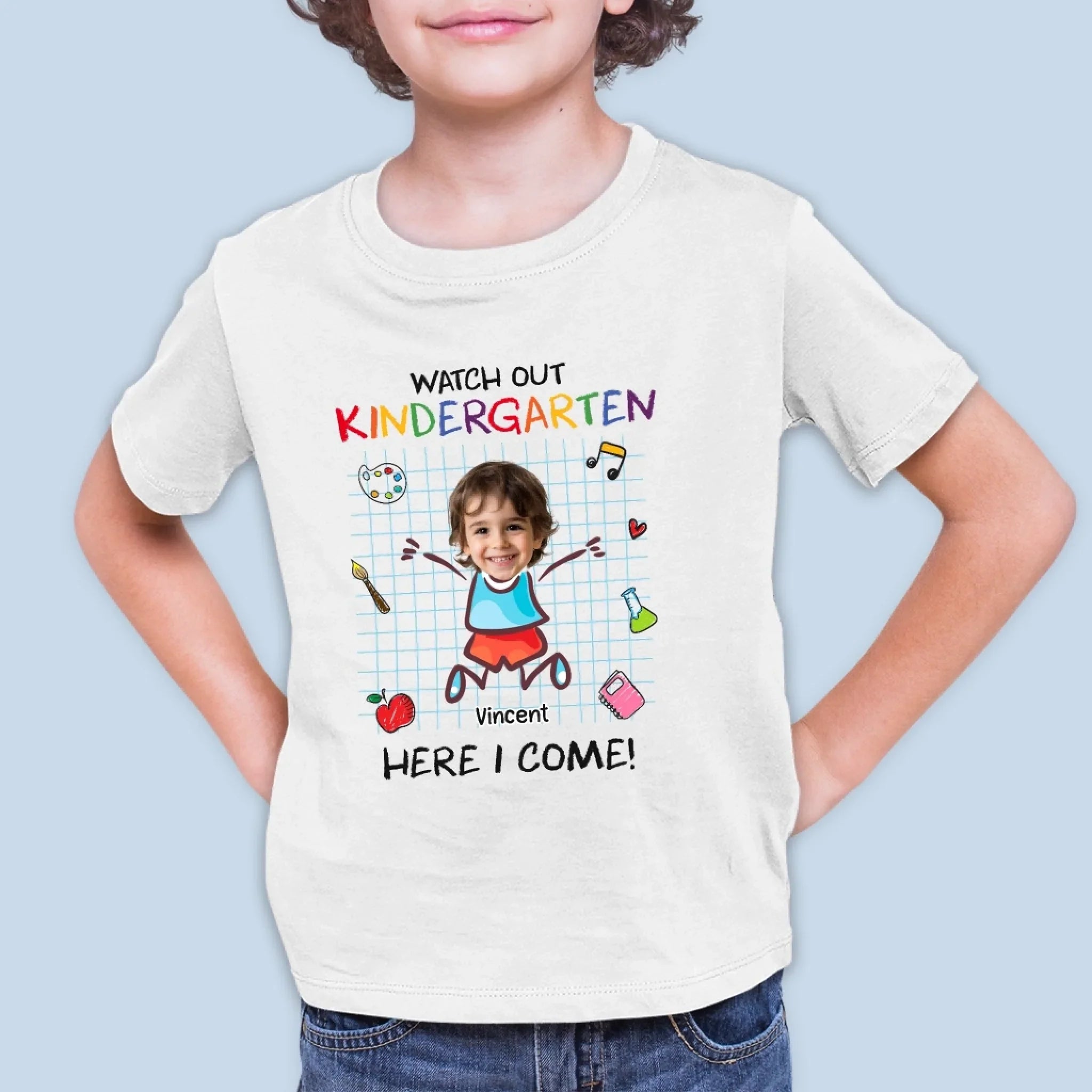 Custom Youth T-shirt - Personalized Back To School Gift For Kids - Watch Out, Kindergarten