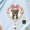 Custom Photo Acrylic Badge Reel - Personalized  Birthday Gifts For Dog Cat Lovers, Dog Dad And Mom, Cat Owners - Proud Pet Mom At Work
