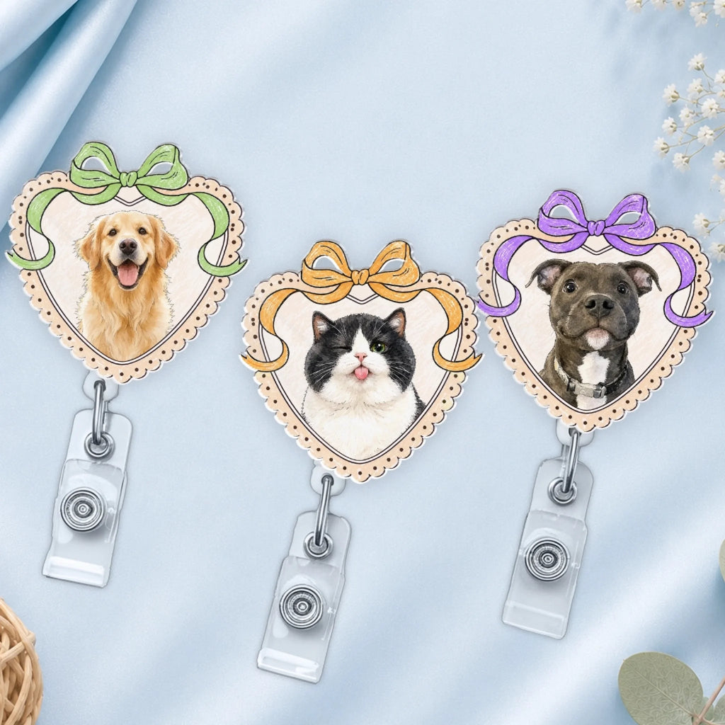 Custom Photo Acrylic Badge Reel - Personalized  Birthday Gifts For Dog Cat Lovers, Dog Dad And Mom, Cat Owners - Proud Pet Mom At Work
