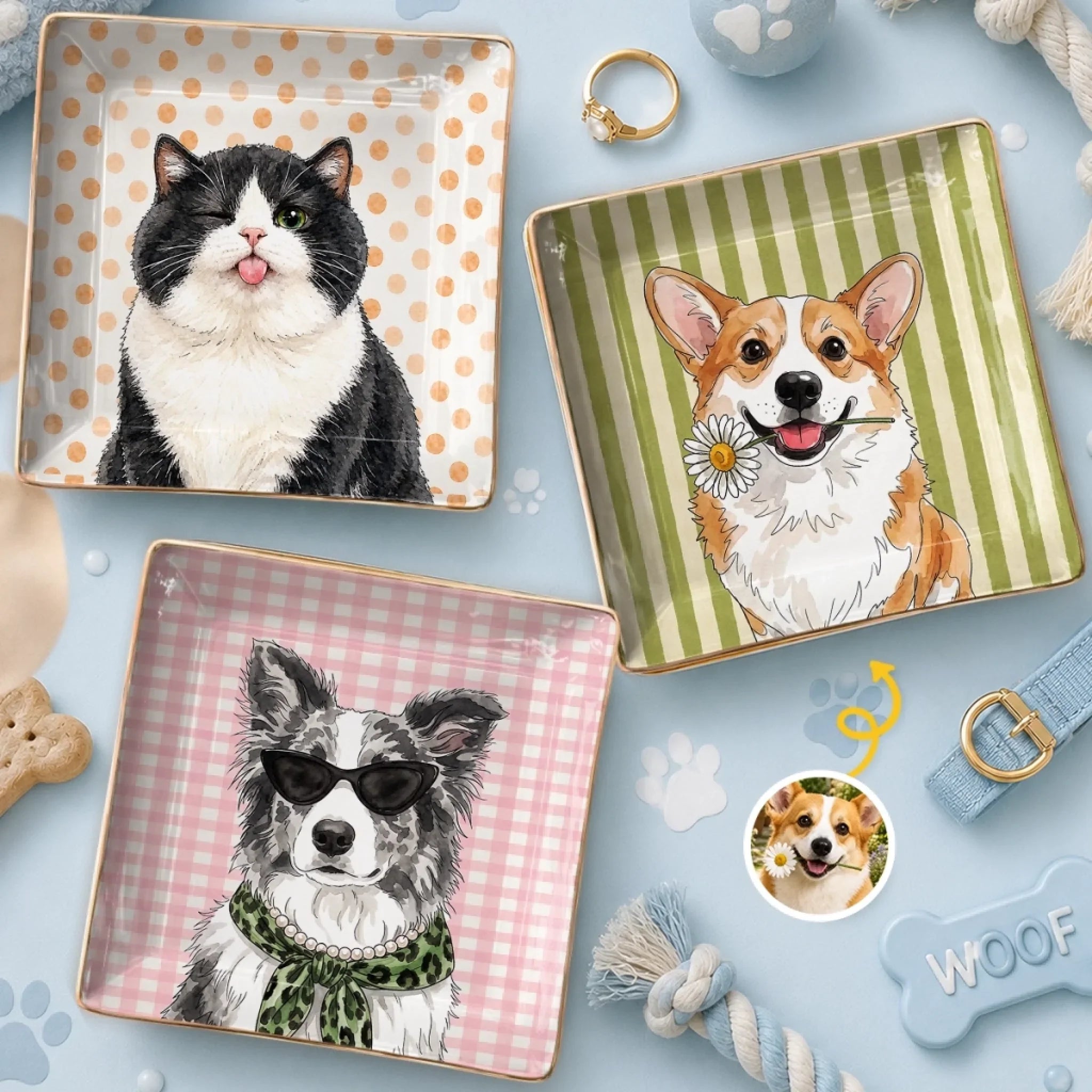 Custom Photo Full-Print Jewelry Dish - Personalized Birthday Gifts For Dog Cat Lovers, Dog Dad And Mom, Cat Owners - Daily Dose Of Pet Cuteness
