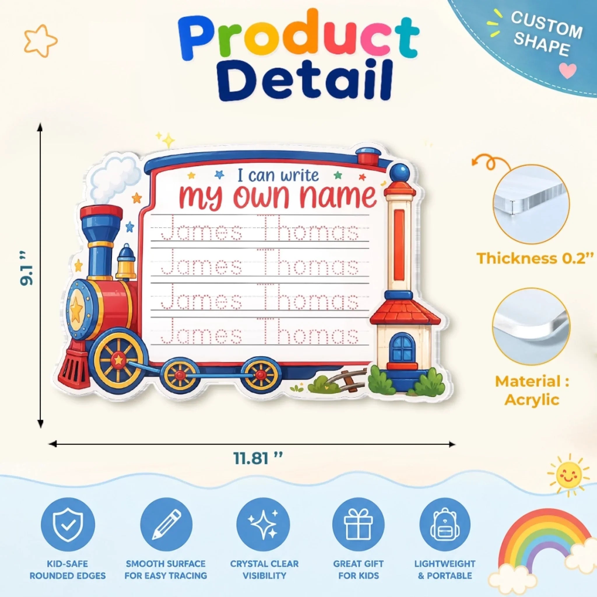 Custom Kids Acrylic Tracing Board - Personalized Back To School Gifts For Kids - Ready To Explore
