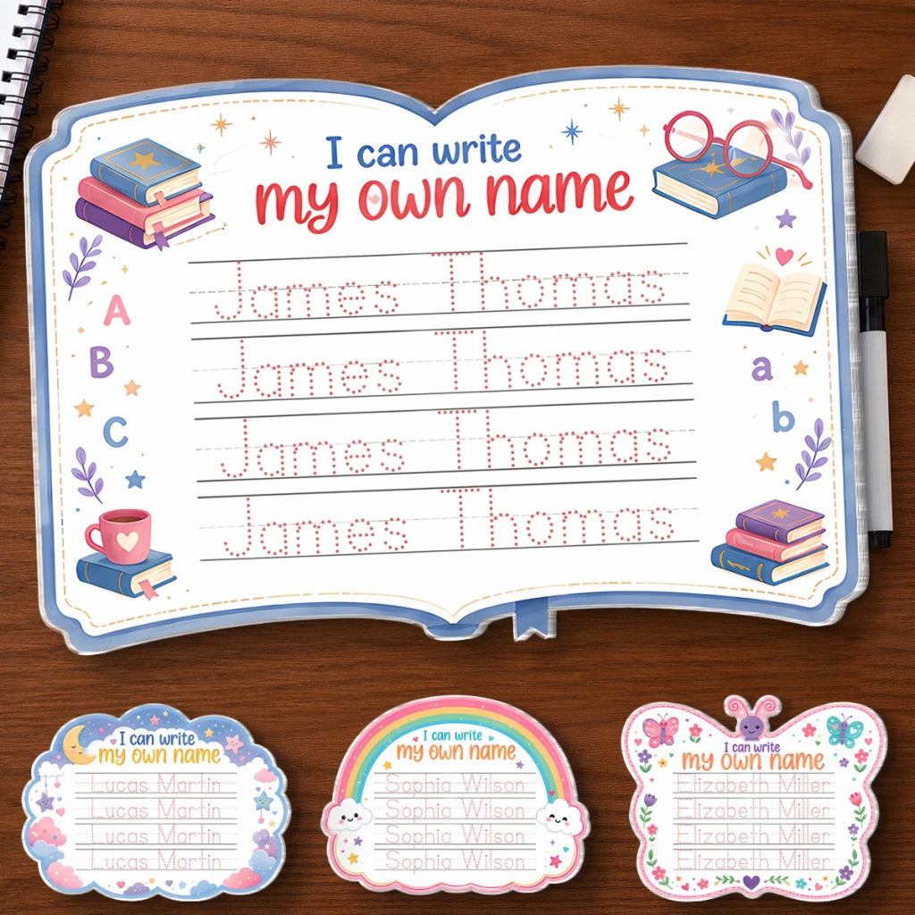 Custom Kids Acrylic Tracing Board - Personalized Back To School Gifts For Kids - Learning Starts Here