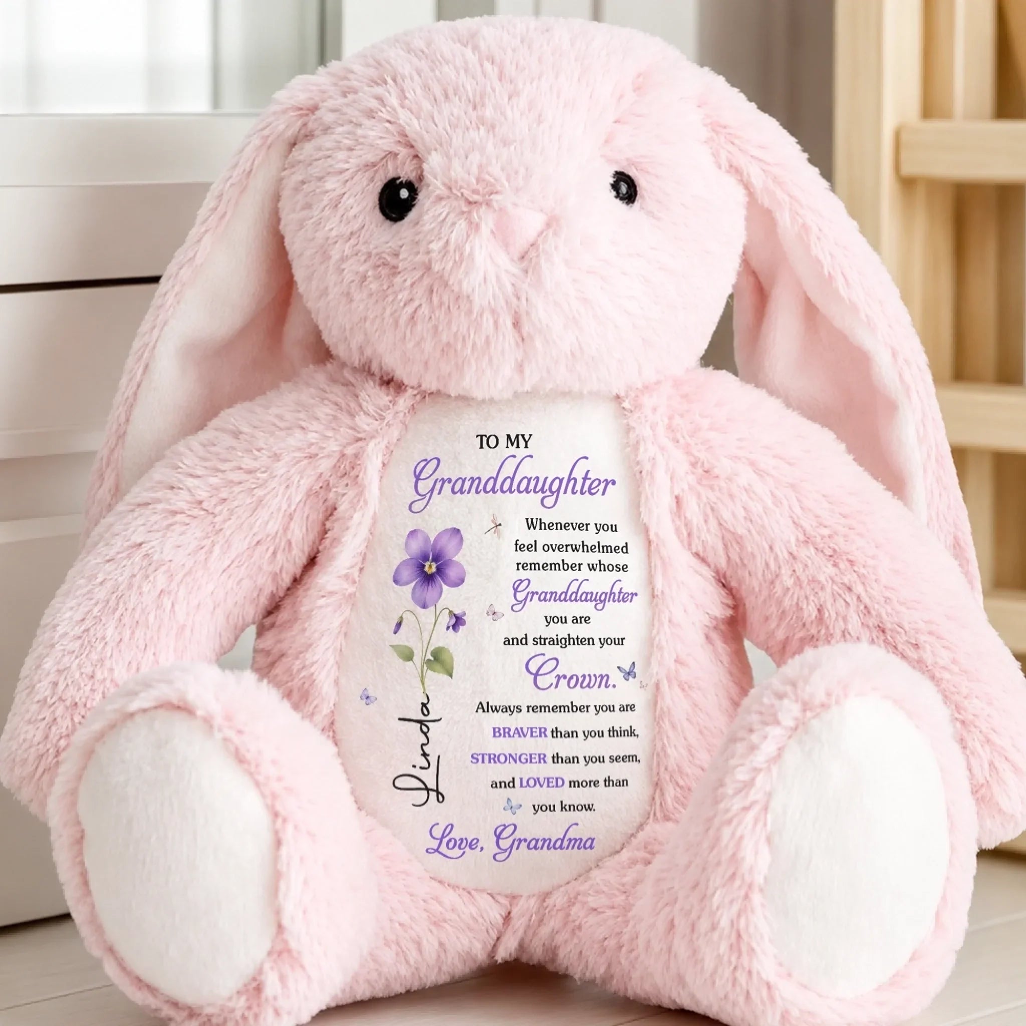 Custom Easter Bunny Plush - Personalized Birthday Gifts For Granddaughter - Little Sunshine