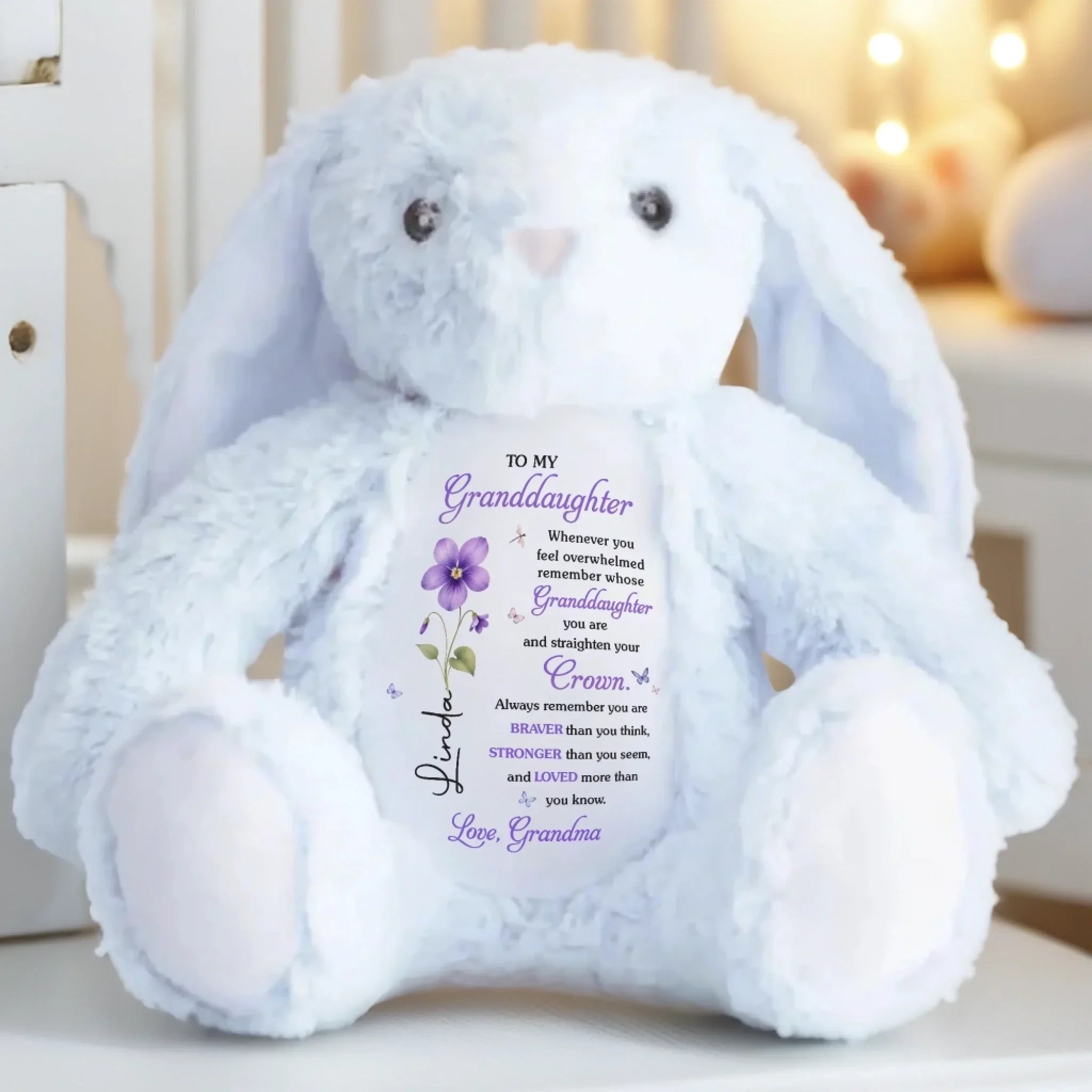 Custom Easter Bunny Plush - Personalized Birthday Gifts For Granddaughter - Little Sunshine