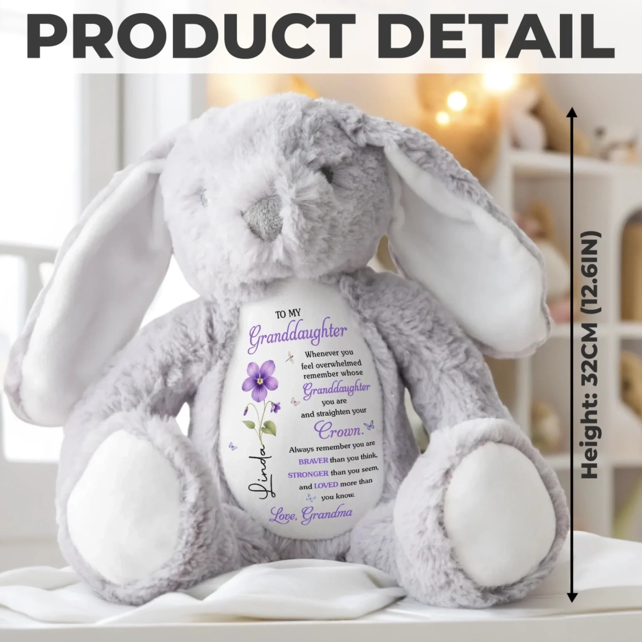 Custom Easter Bunny Plush - Personalized Birthday Gifts For Granddaughter - Little Sunshine