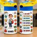 Custom Kids Insulated Water Bottle - Personalized Back To School Gifts For Kids - Happy Mind Happy Heart