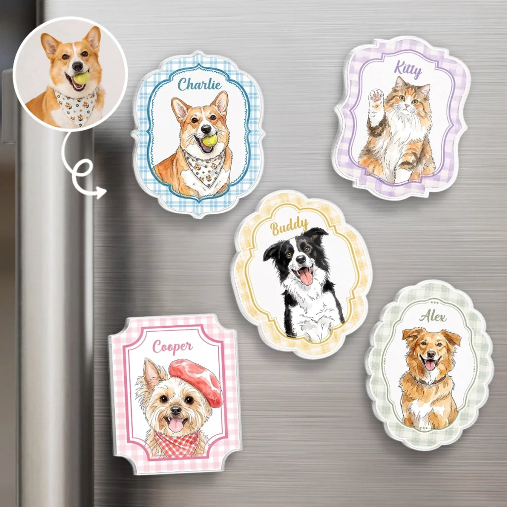 Custom Photo Acrylic Fridge Magnet - Personalized Birthday Gifts For Dog Cat Lovers, Dog Dad And Mom, Cat Owners - Paws Make It Better