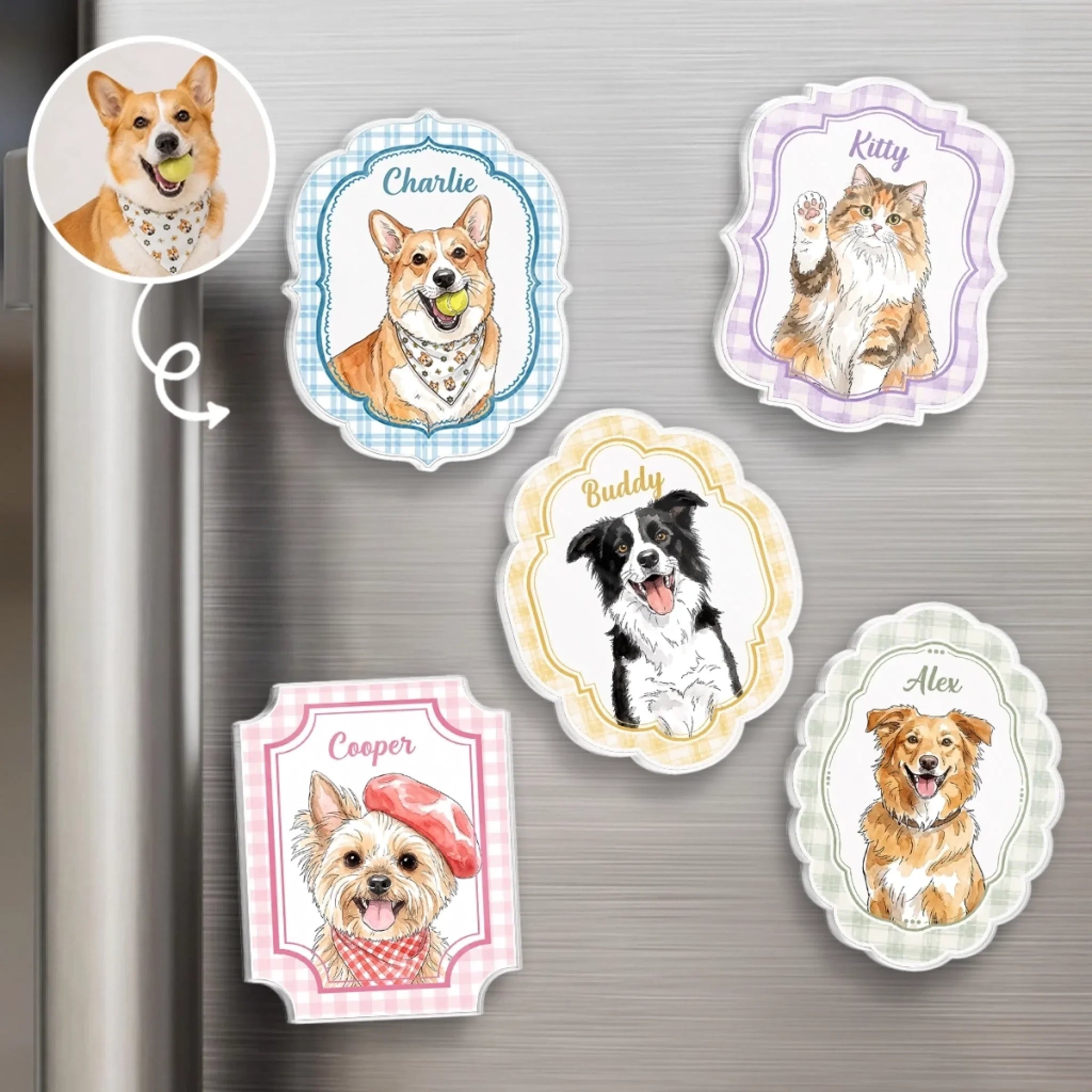 Custom Photo Acrylic Fridge Magnet - Personalized Birthday Gifts For Dog Cat Lovers, Dog Dad And Mom, Cat Owners - Paws Make It Better