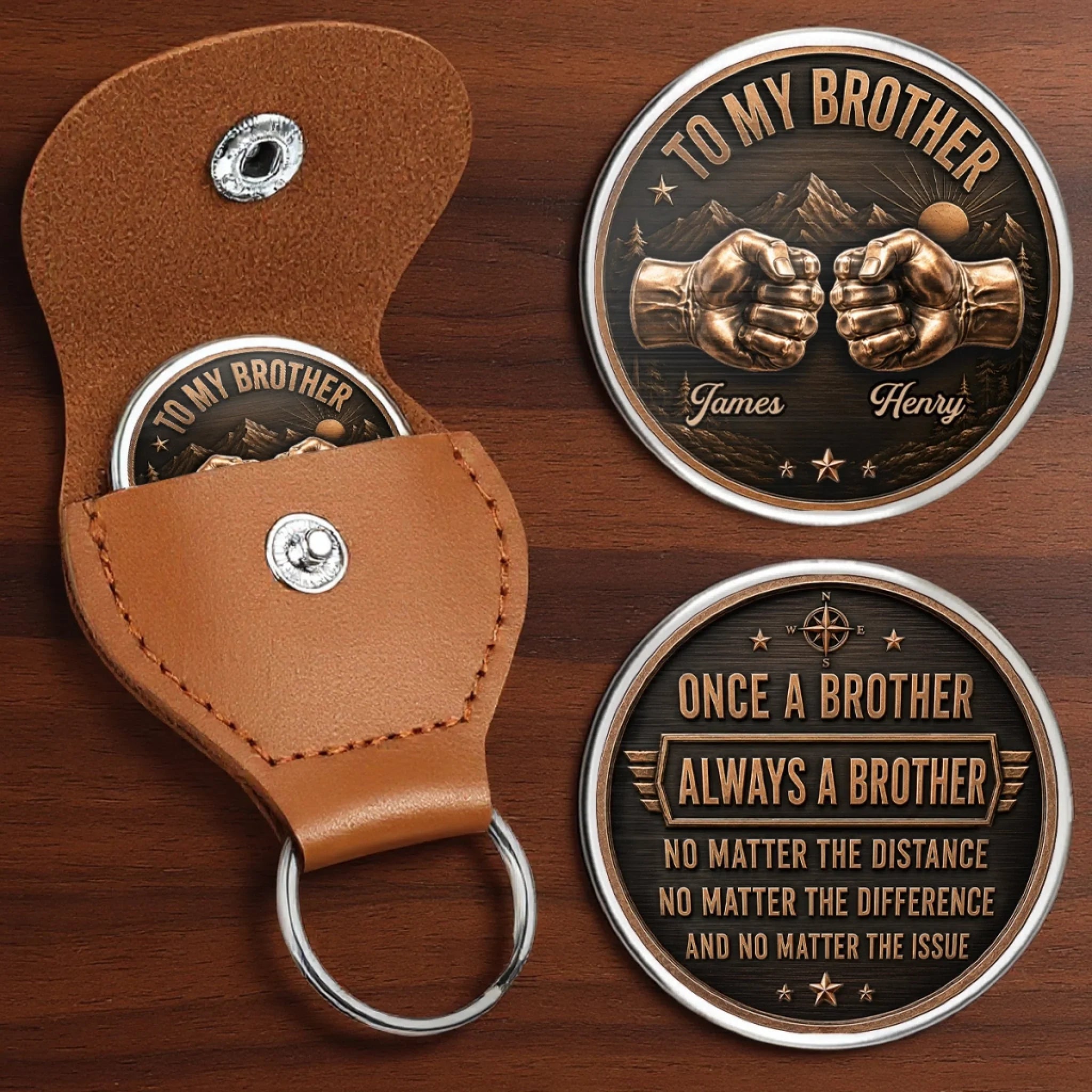 Custom Pocket Hug - Personalized Birthday Gifts For Brother - Unbreakable Brotherhood
