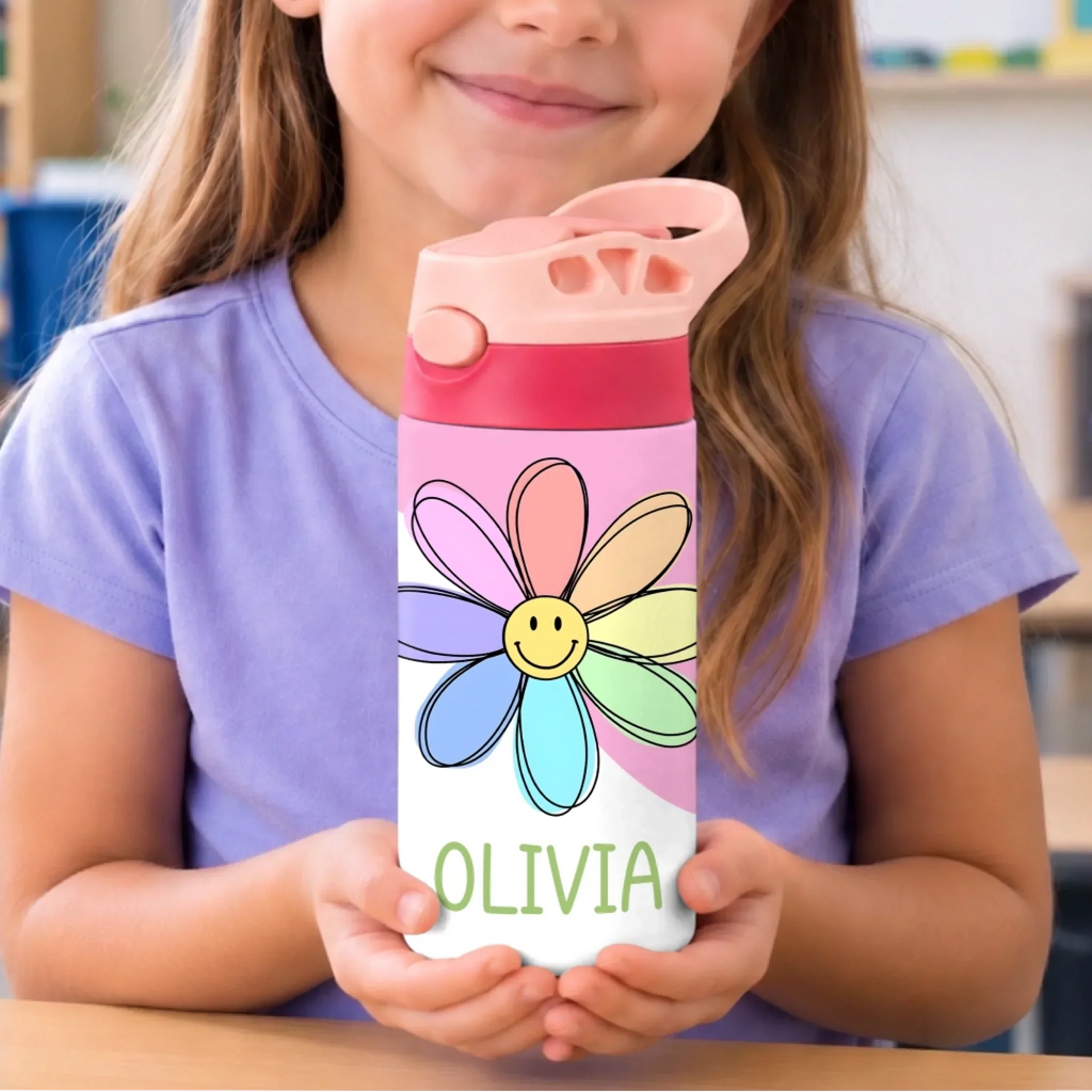 Custom Kids Insulated Water Bottle - Personalized Back To School Gifts For Kids - Explore The World