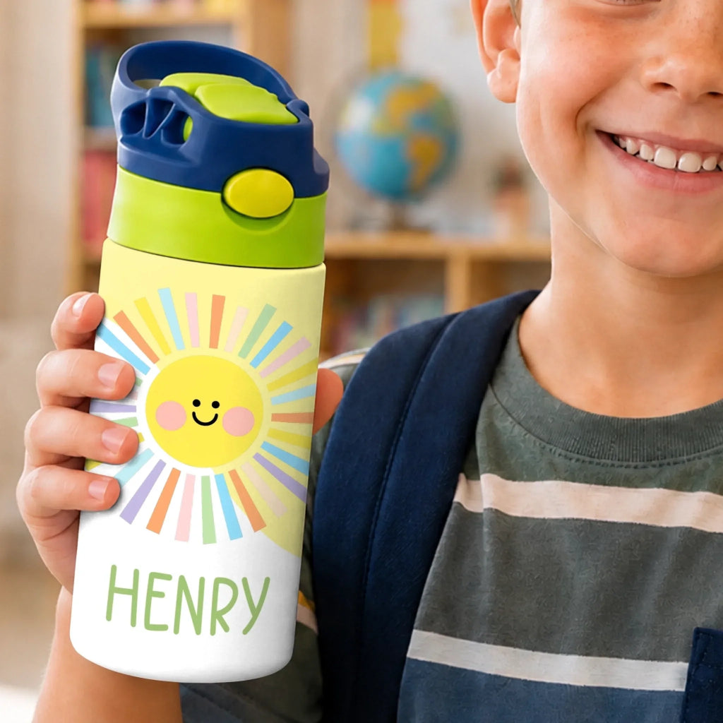 Custom Kids Insulated Water Bottle - Personalized Back To School Gifts For Kids - Explore The World