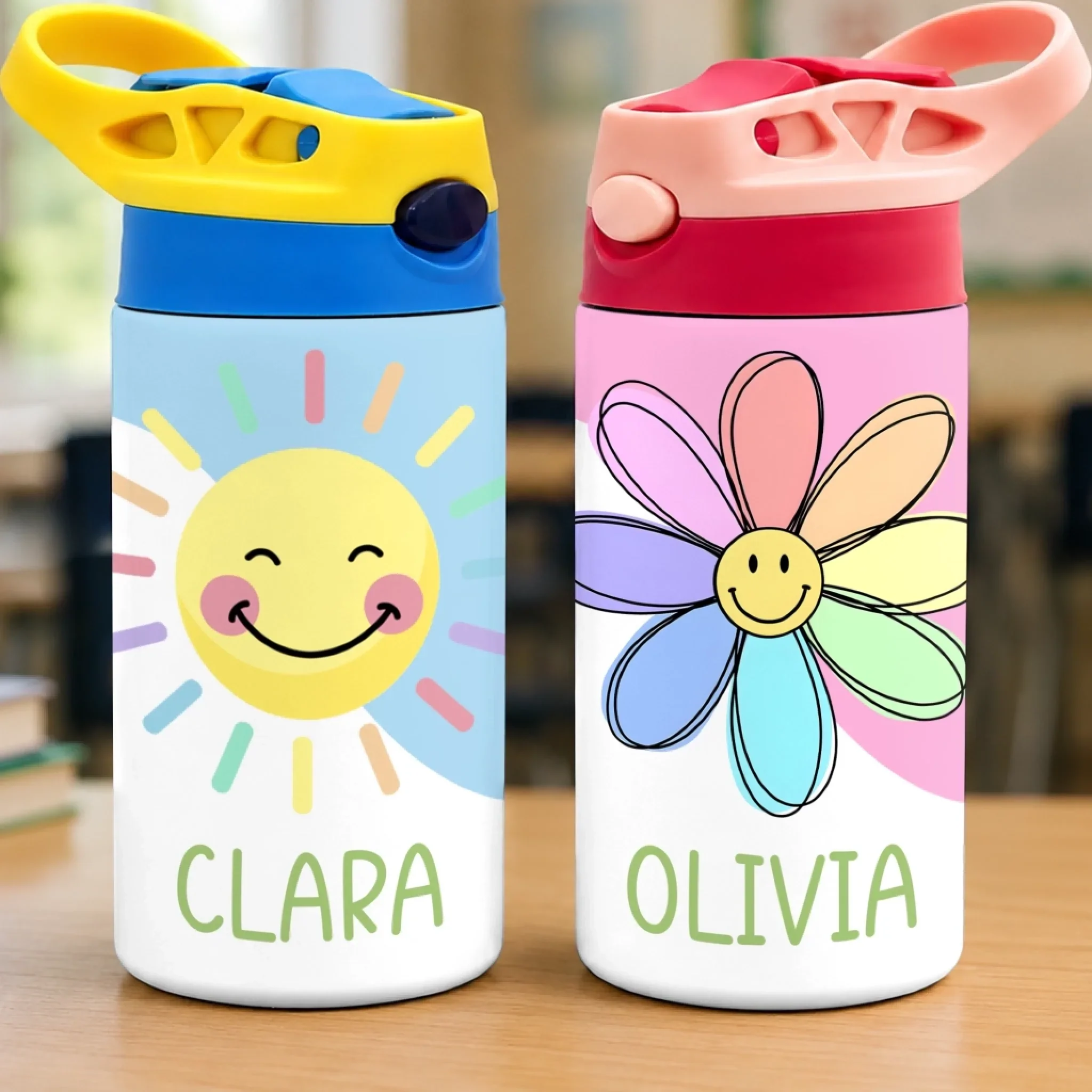 Custom Kids Insulated Water Bottle - Personalized Back To School Gifts For Kids - Explore The World
