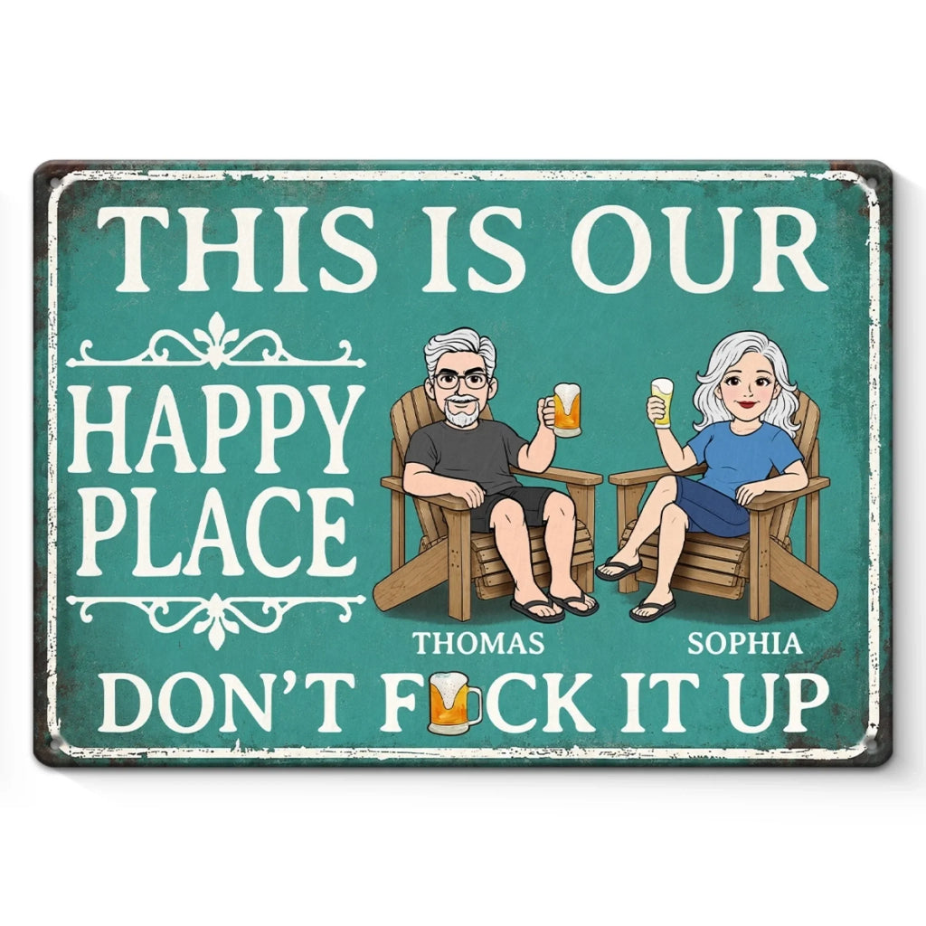 Custom Home Decor Metal Sign - Personalized Summer Vacation And Travel Gifts For Husband And Wife, Him And Her - Chilling Poolside With My Favorite