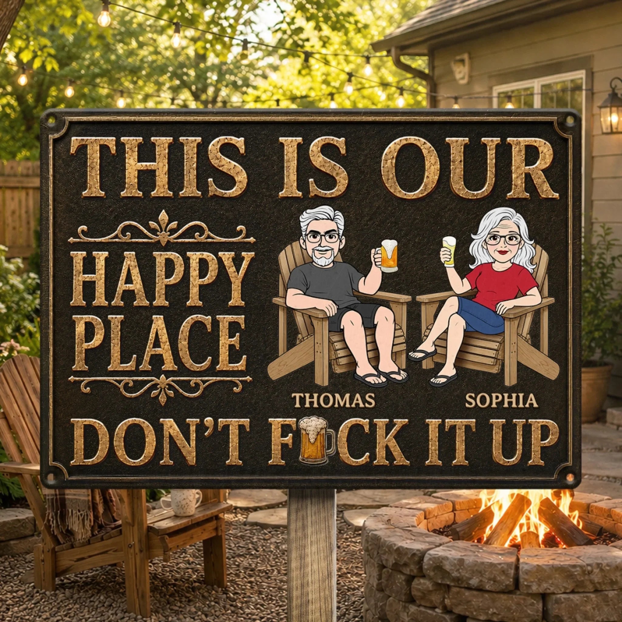 Custom Home Decor Metal Sign - Personalized Summer Vacation And Travel Gifts For Husband And Wife, Him And Her - Good Drinks, Great Company Only