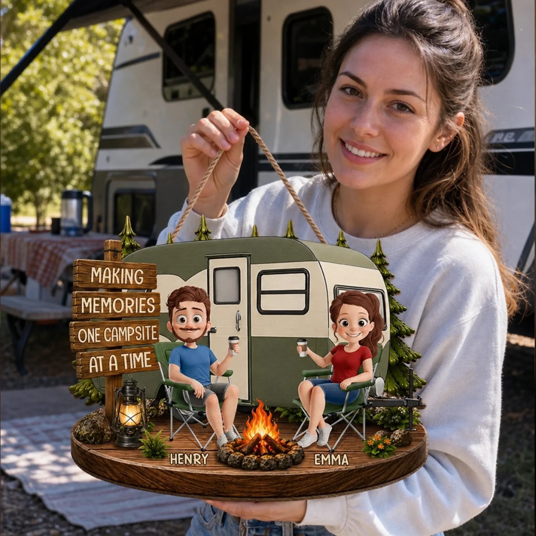 Custom Wood Sign - Personalized Birthday Camping Gifts For Campers, Husband And Wife, Him And Her - Our Favorite Escape Is Together