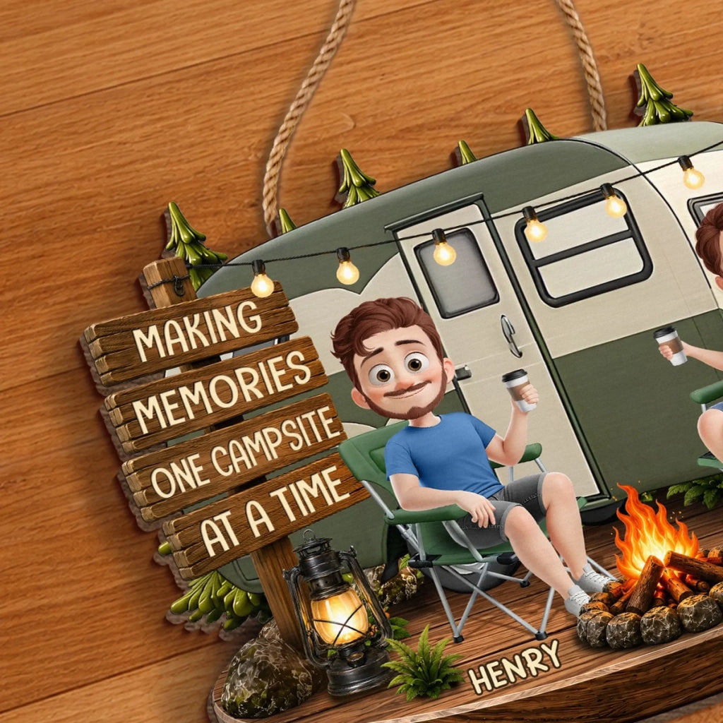 Custom Wood Sign - Personalized Birthday Camping Gifts For Campers, Husband And Wife, Him And Her - Our Favorite Escape Is Together