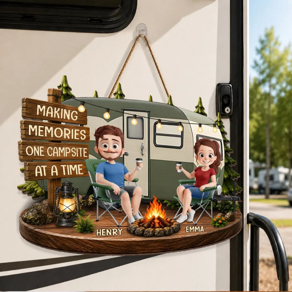 Custom Wood Sign - Personalized Birthday Camping Gifts For Campers, Husband And Wife, Him And Her - Our Favorite Escape Is Together
