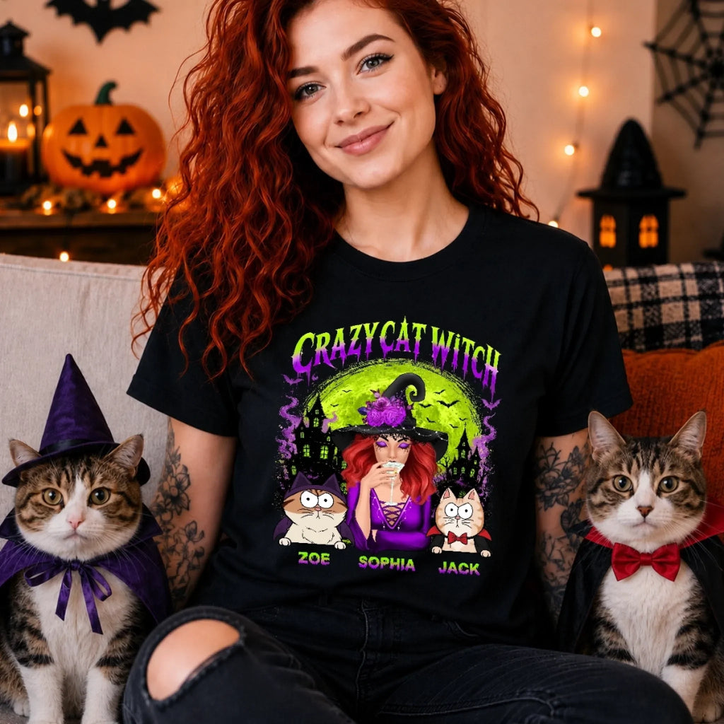 Custom Unisex T-shirt, Premium T-shirt, Hoodie - Personalized Halloween Witchy Gifts For Cat Lovers, Cat Mom And Dad - Meet My Spooky Fur Babies