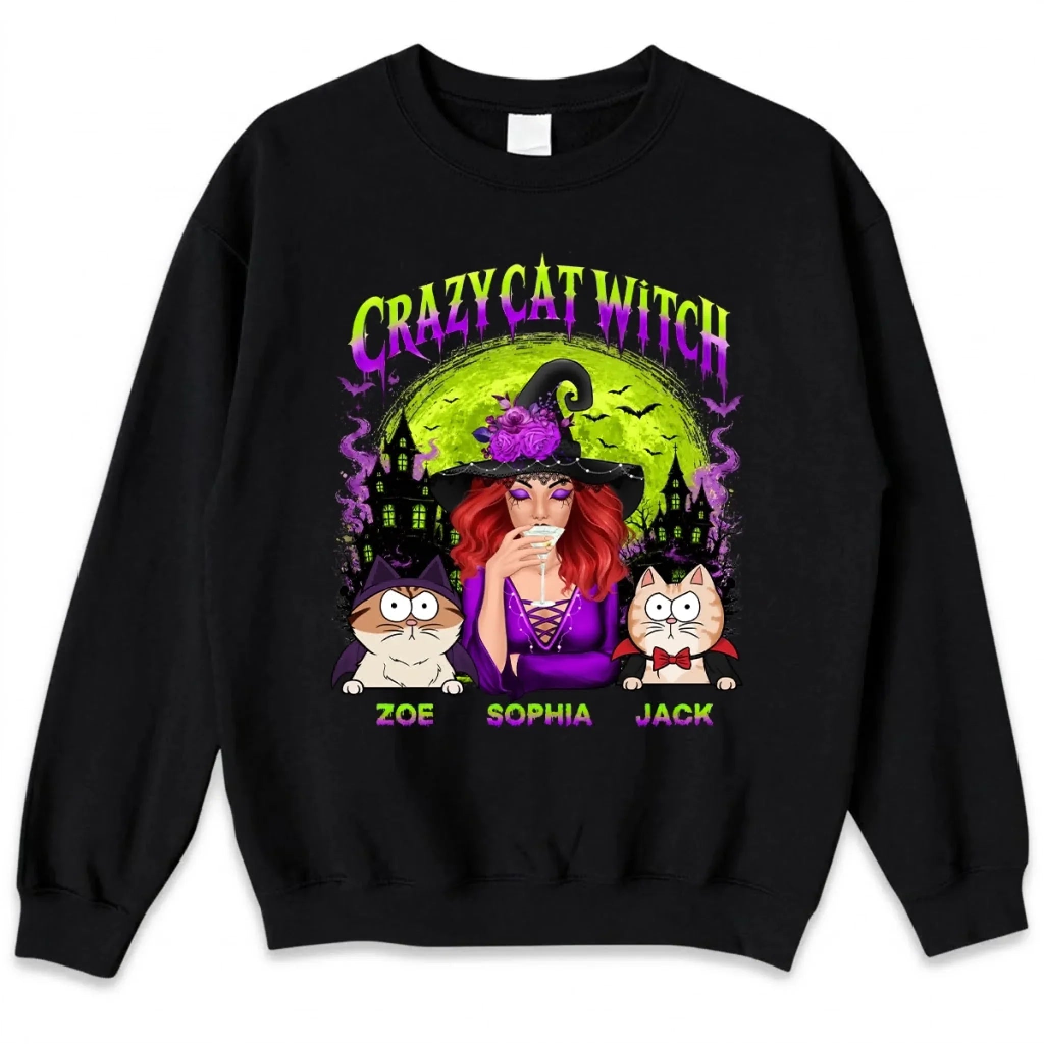 Custom Unisex T-shirt, Premium T-shirt, Hoodie - Personalized Halloween Witchy Gifts For Cat Lovers, Cat Mom And Dad - Meet My Spooky Fur Babies