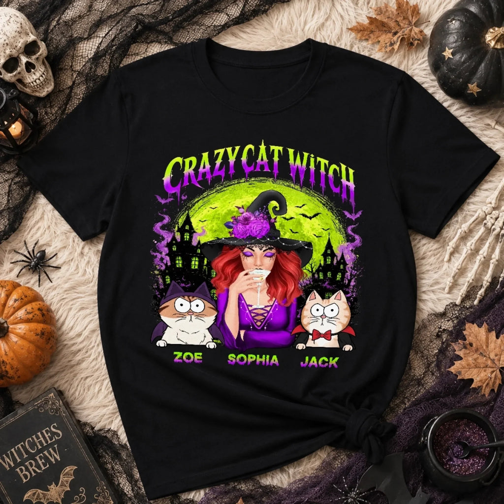 Custom Unisex T-shirt, Premium T-shirt, Hoodie - Personalized Halloween Witchy Gifts For Cat Lovers, Cat Mom And Dad - Meet My Spooky Fur Babies