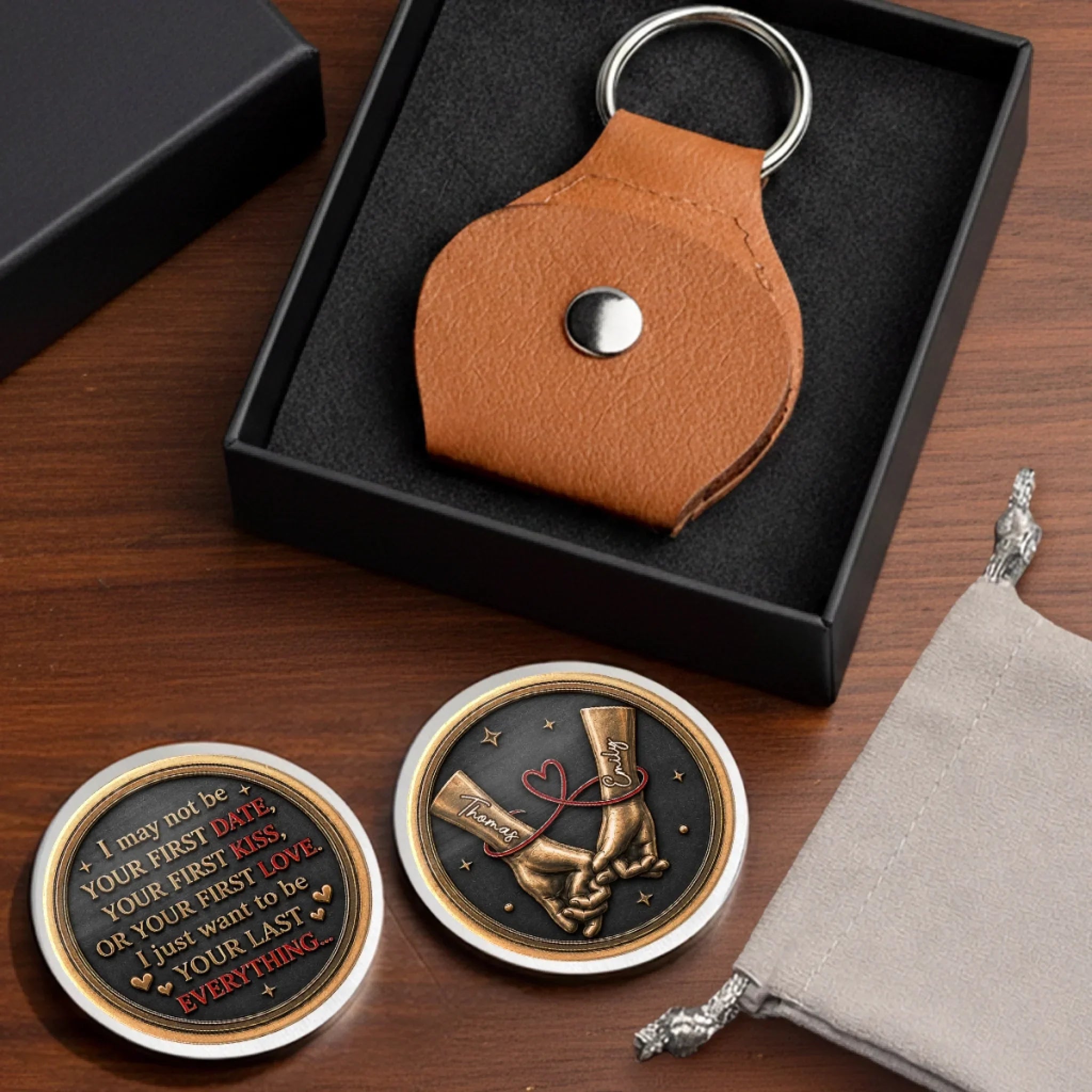 Custom Pocket Hug - Personalized Anniversary Wedding Gifts For Husband And Wife, Him And Her - A Forever Love Token