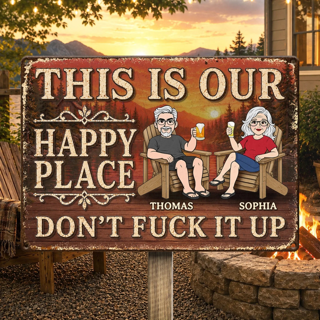 Custom Home Decor Metal Sign - Personalized Summer Vacation And Travel Gifts For Husband And Wife, Him And Her - Backyard Beer Therapy Ongoing