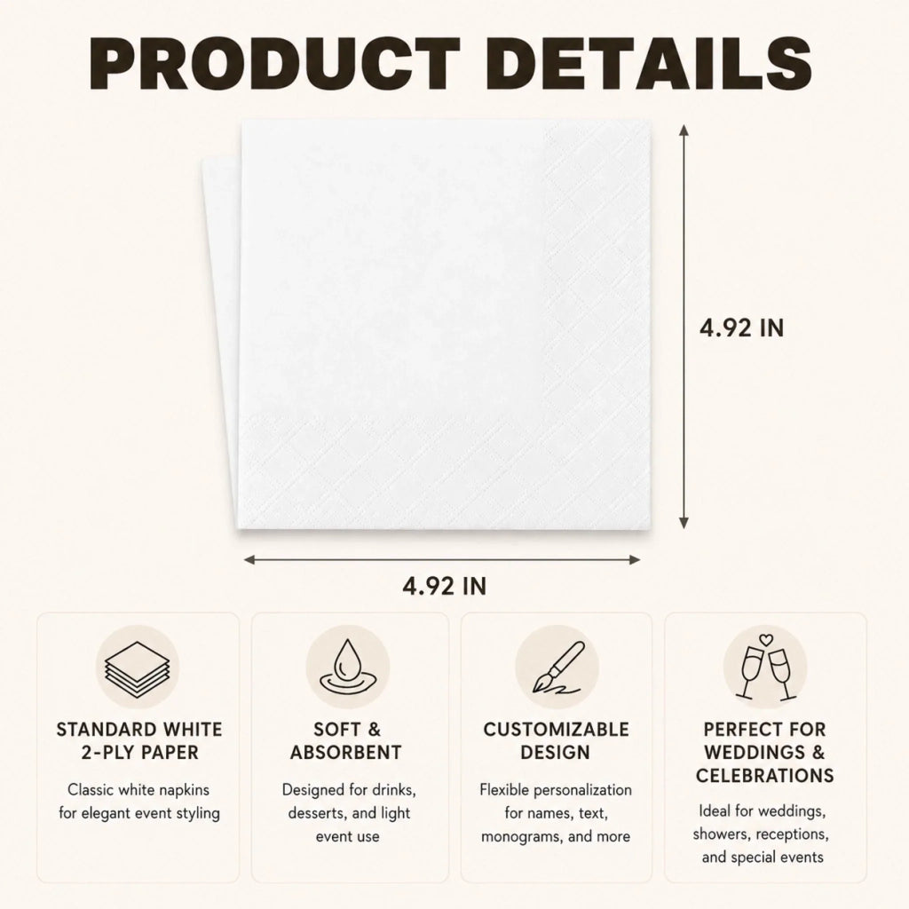 Custom Cocktail Napkins - Personalized Wedding Party Favor Gifts For Guests, Adults - Cheers To Forever