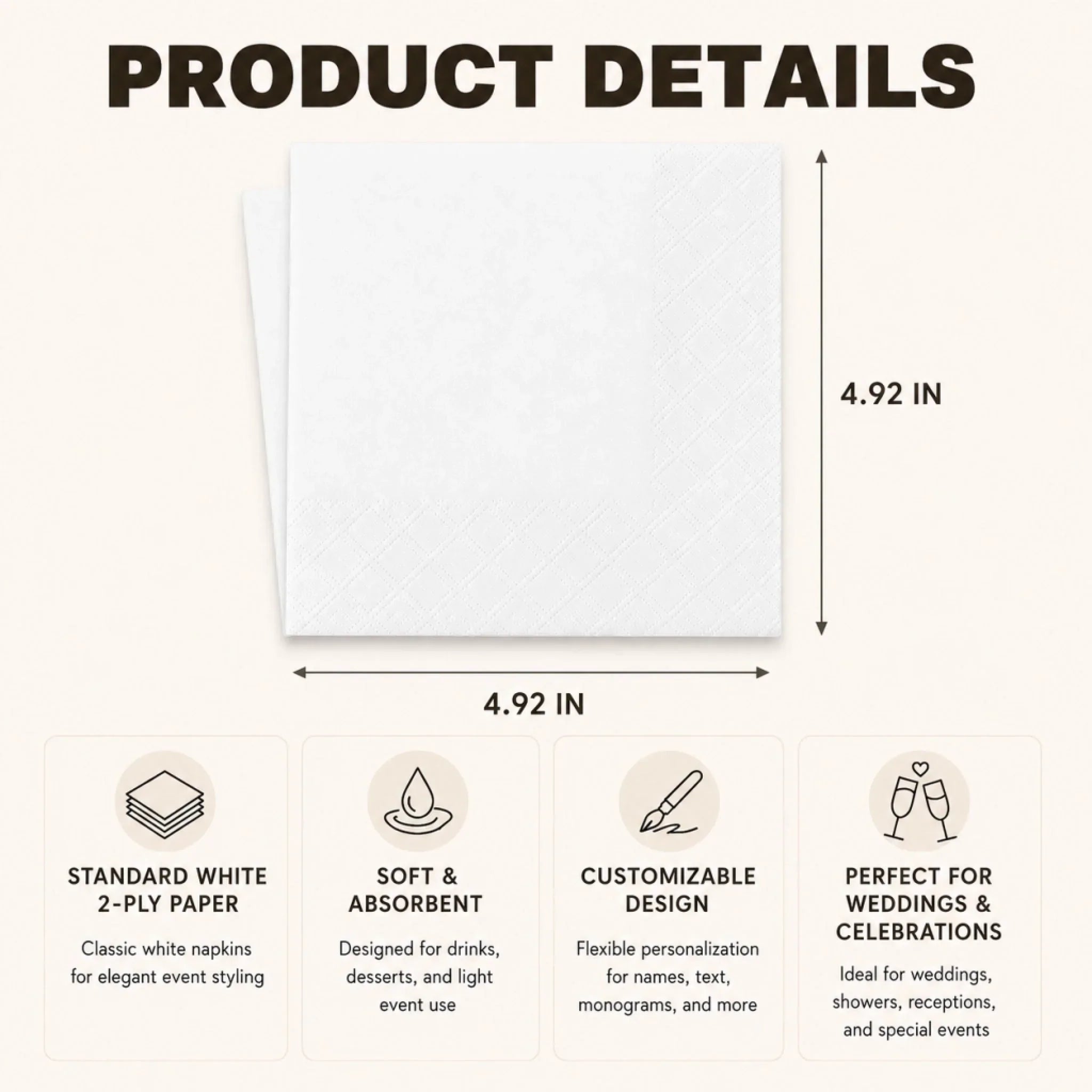 Custom Cocktail Napkins - Personalized Wedding Party Favor Gifts For Guests, Adults - Cheers To Forever