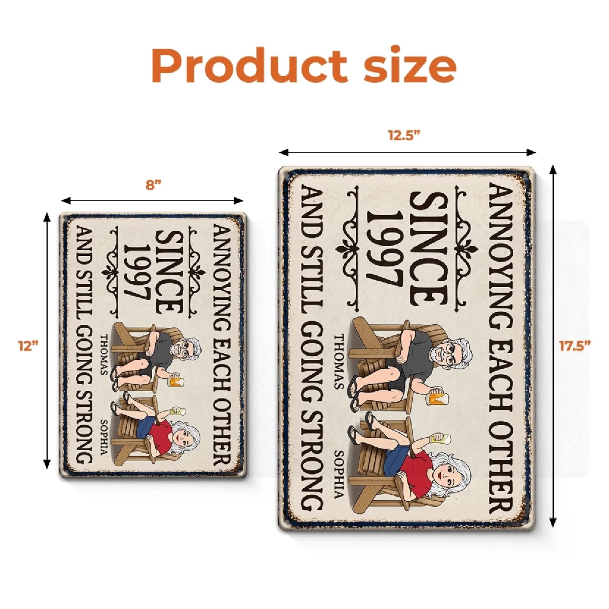 Custom Home Decor Metal Sign - Personalized Summer Vacation And Travel Gifts For Husband And Wife, Him And Her - Decades Of Love And Bickering