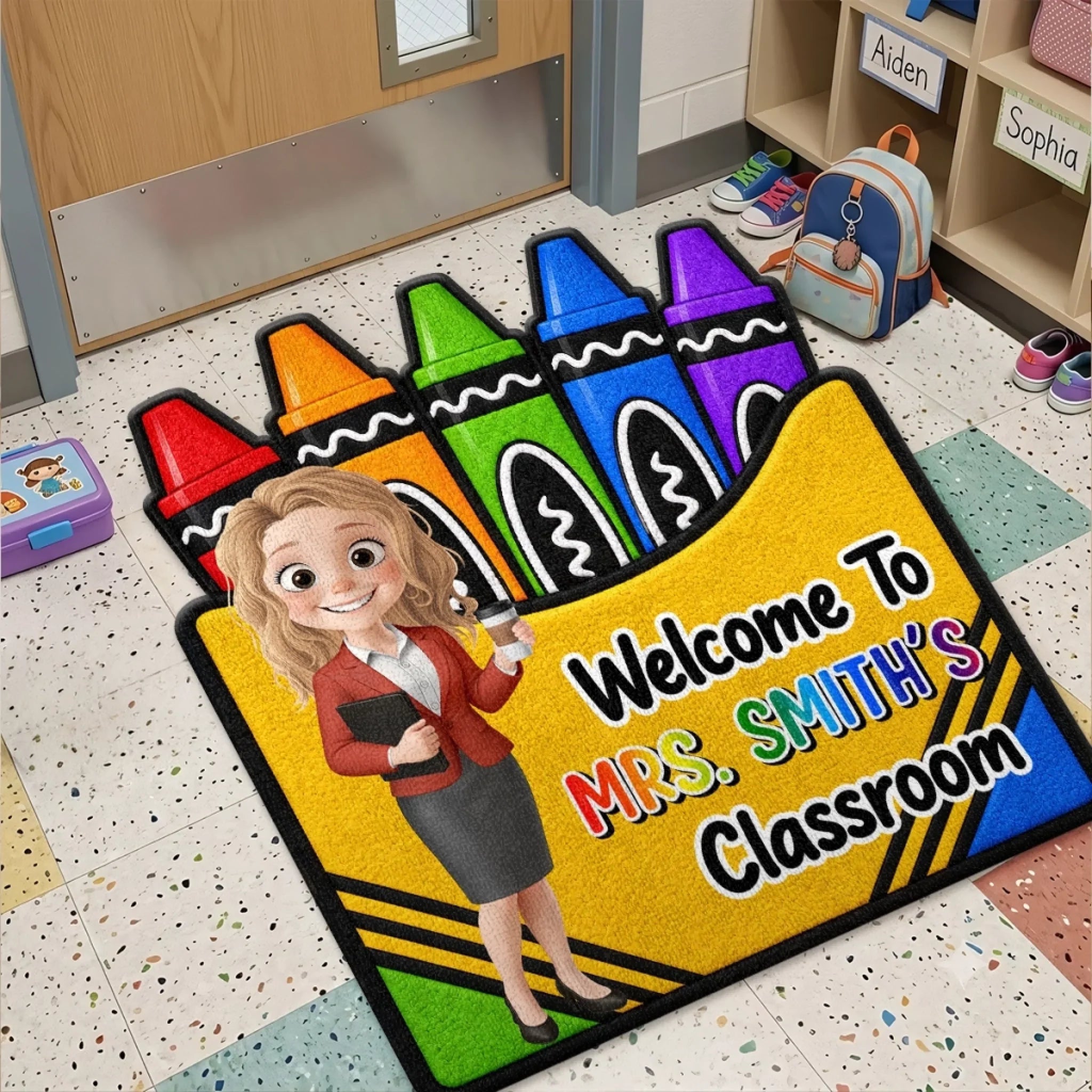 Custom Classroom Decor Shaped Doormat - Personalized Back To School Gifts For Teachers - Teaching Makes A Difference