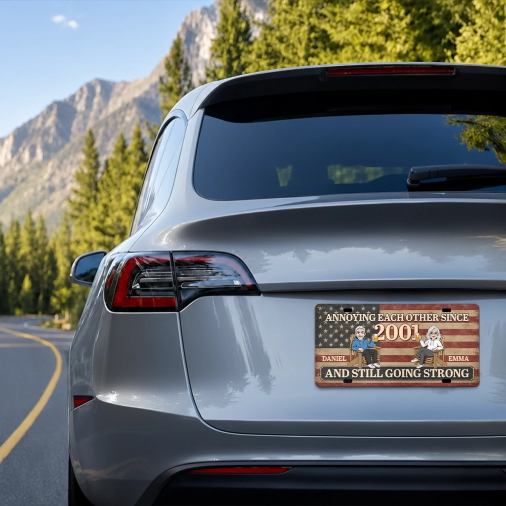 Custom License Plate - Personalized Anniversary Wedding Gifts For Husband And Wife, Him And Her - Still Crazy in Love