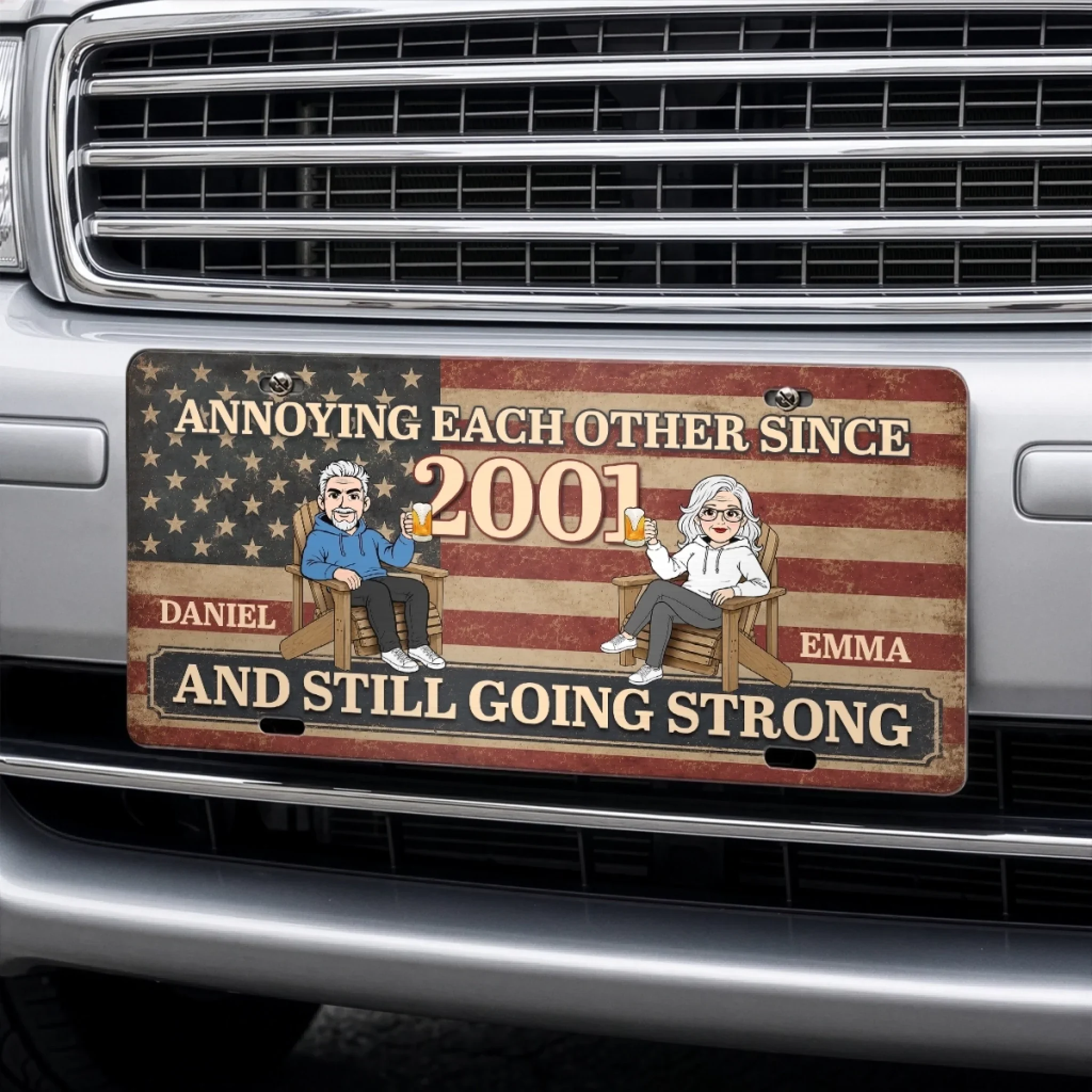 Custom License Plate - Personalized Anniversary Wedding Gifts For Husband And Wife, Him And Her - Still Crazy in Love