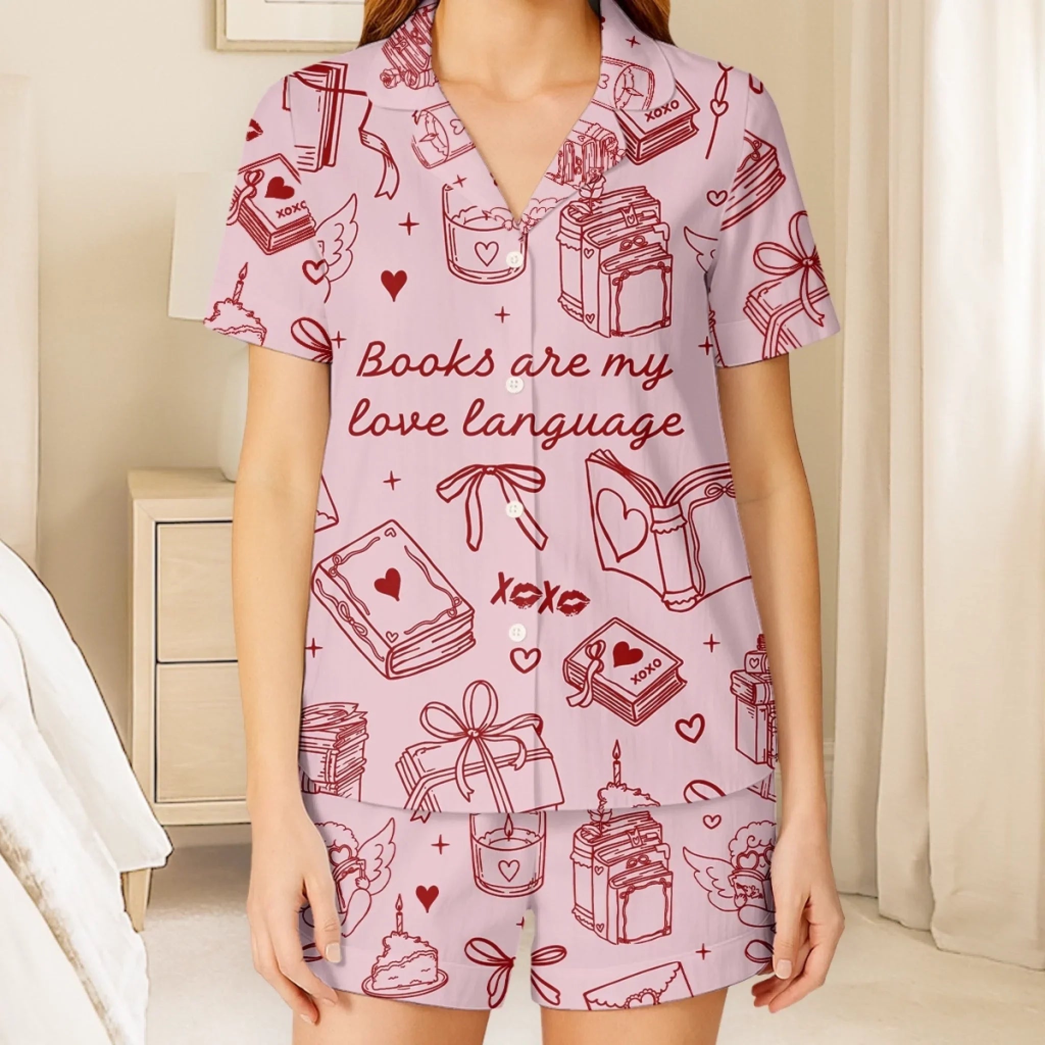 Custom Short Pajama Set - Personalized  Bookish Gifts For Book Lovers, Bookworms, Readers - Just Me and My Book