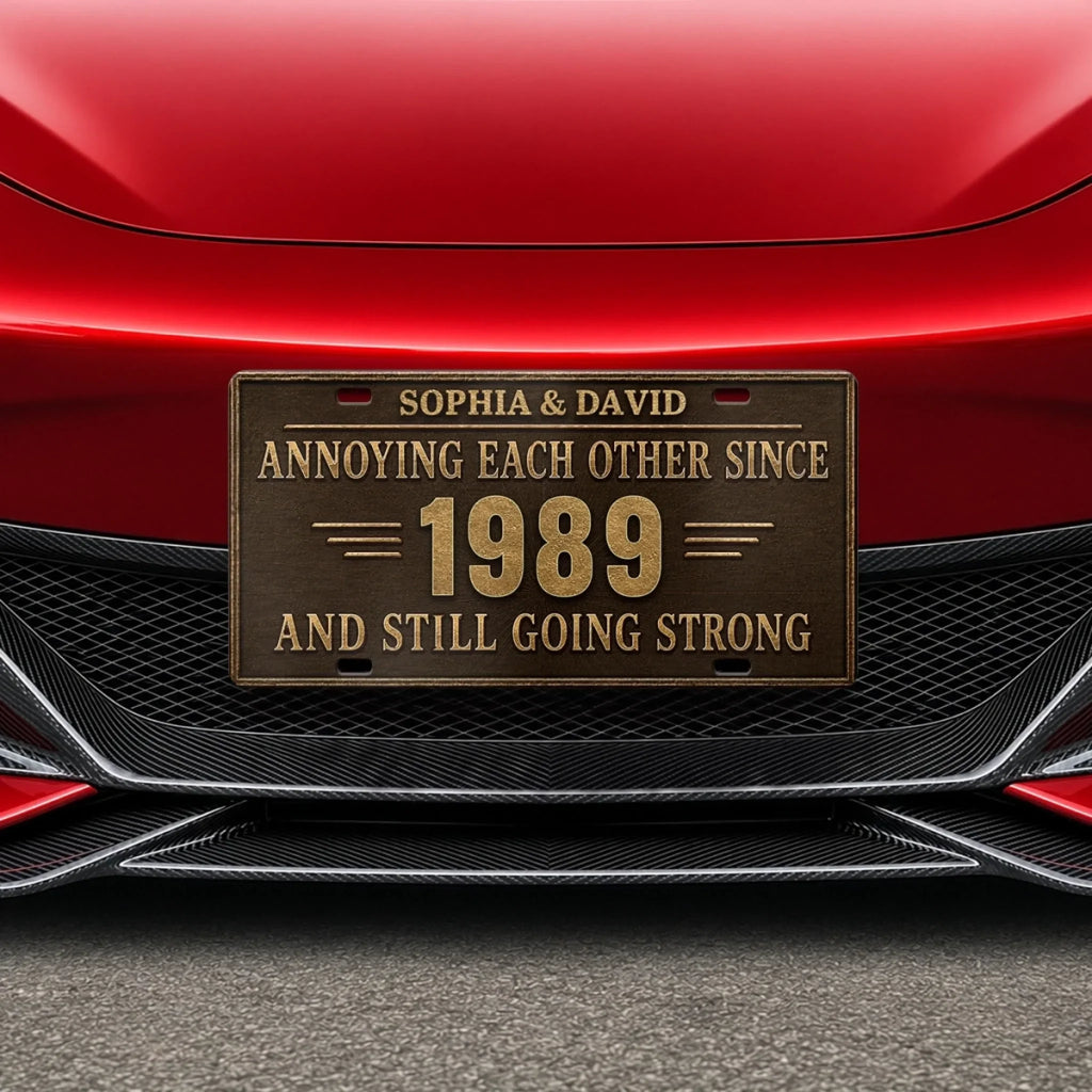 Custom License Plate - Personalized Anniversary Wedding Gifts For Husband And Wife, Him And Her - Forever & Always