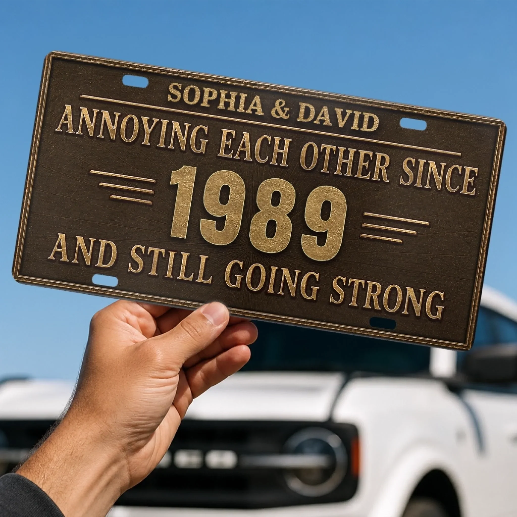 Custom License Plate - Personalized Anniversary Wedding Gifts For Husband And Wife, Him And Her - Forever & Always