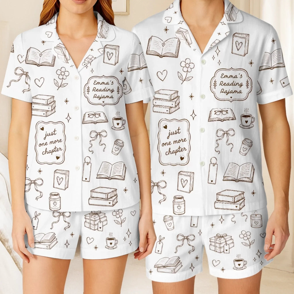 Custom Short Pajama Set - Personalized  Bookish Gifts For Book Lovers, Bookworms, Readers - Books Before Bed