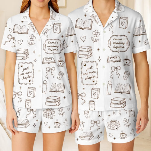 Custom Short Pajama Set - Personalized  Bookish Gifts For Book Lovers, Bookworms, Readers - Books Before Bed