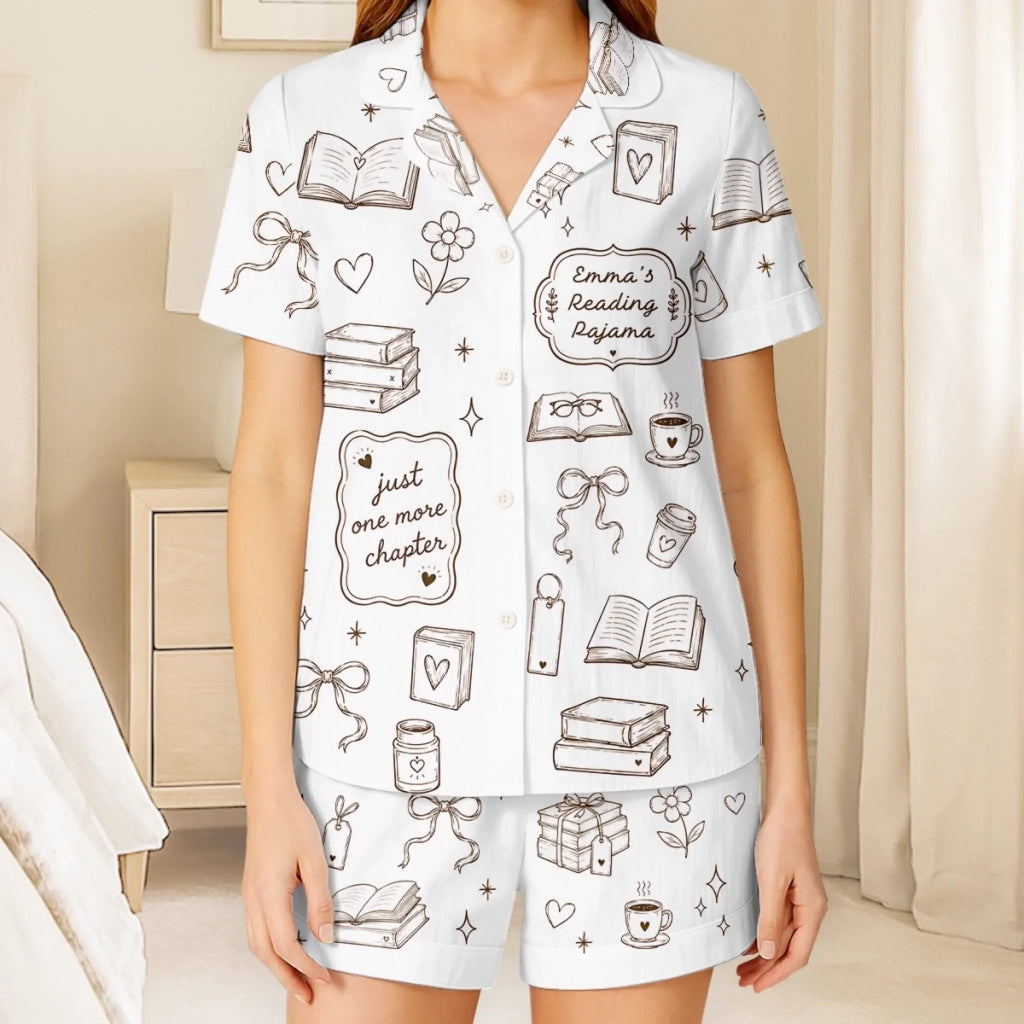 Custom Short Pajama Set - Personalized  Bookish Gifts For Book Lovers, Bookworms, Readers - Books Before Bed