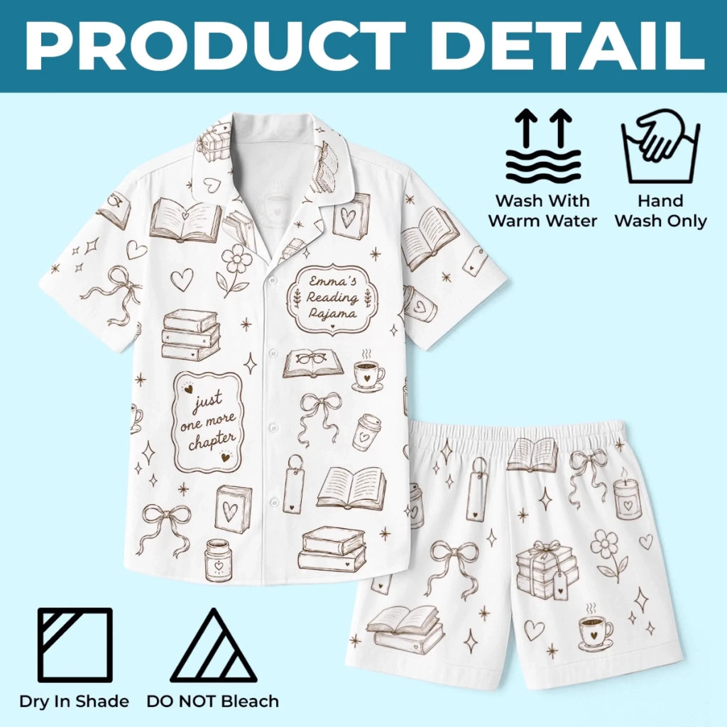 Custom Short Pajama Set - Personalized  Bookish Gifts For Book Lovers, Bookworms, Readers - Books Before Bed