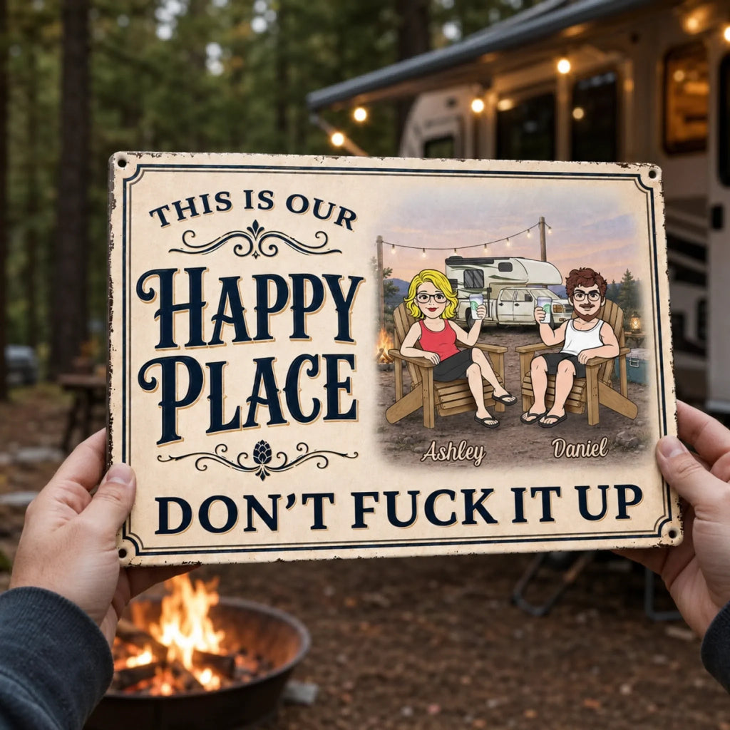 Custom Home Decor Metal Sign - Personalized  Anniversary Wedding Camping Gifts For Campers, Husband And Wife - Making Memories Together