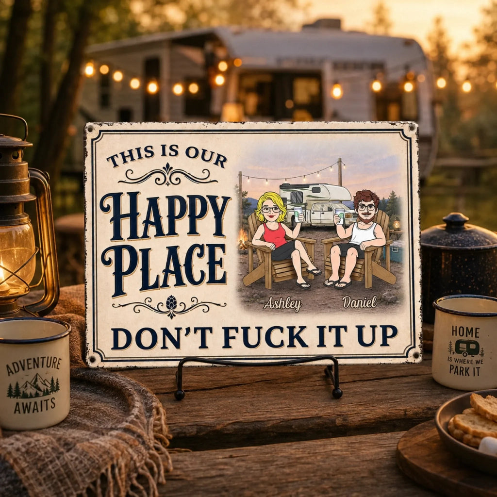 Custom Home Decor Metal Sign - Personalized  Anniversary Wedding Camping Gifts For Campers, Husband And Wife - Making Memories Together