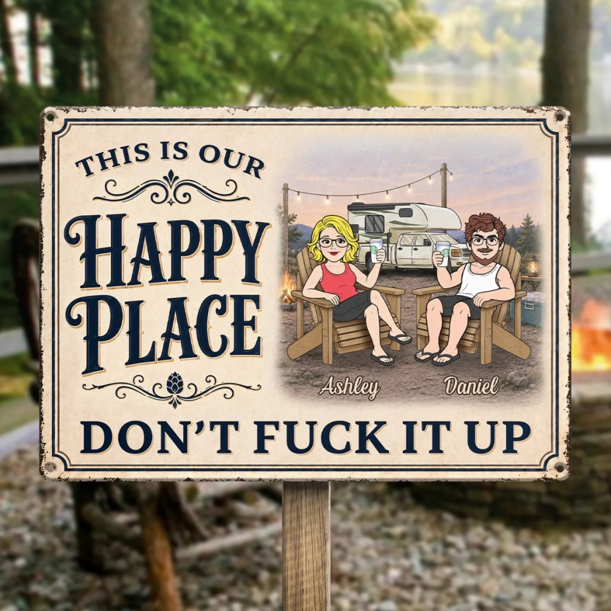 Custom Home Decor Metal Sign - Personalized  Anniversary Wedding Camping Gifts For Campers, Husband And Wife - Making Memories Together