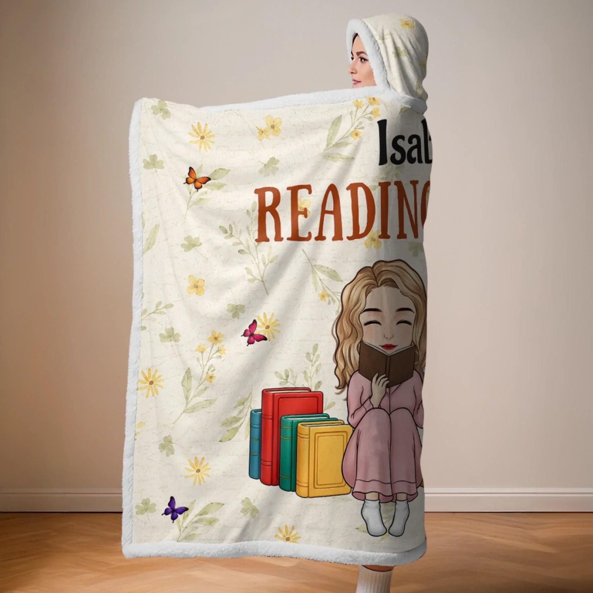 Custom Snuggle Blanket, Hoodie Blanket - Personalized Bookish Gifts For Book Lovers, Bookworms, Readers - Sorry, I'm Booked